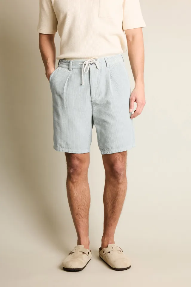 le-pantalon-bermudas-bermuda-velours-bleu-clair-coton-lin image 1