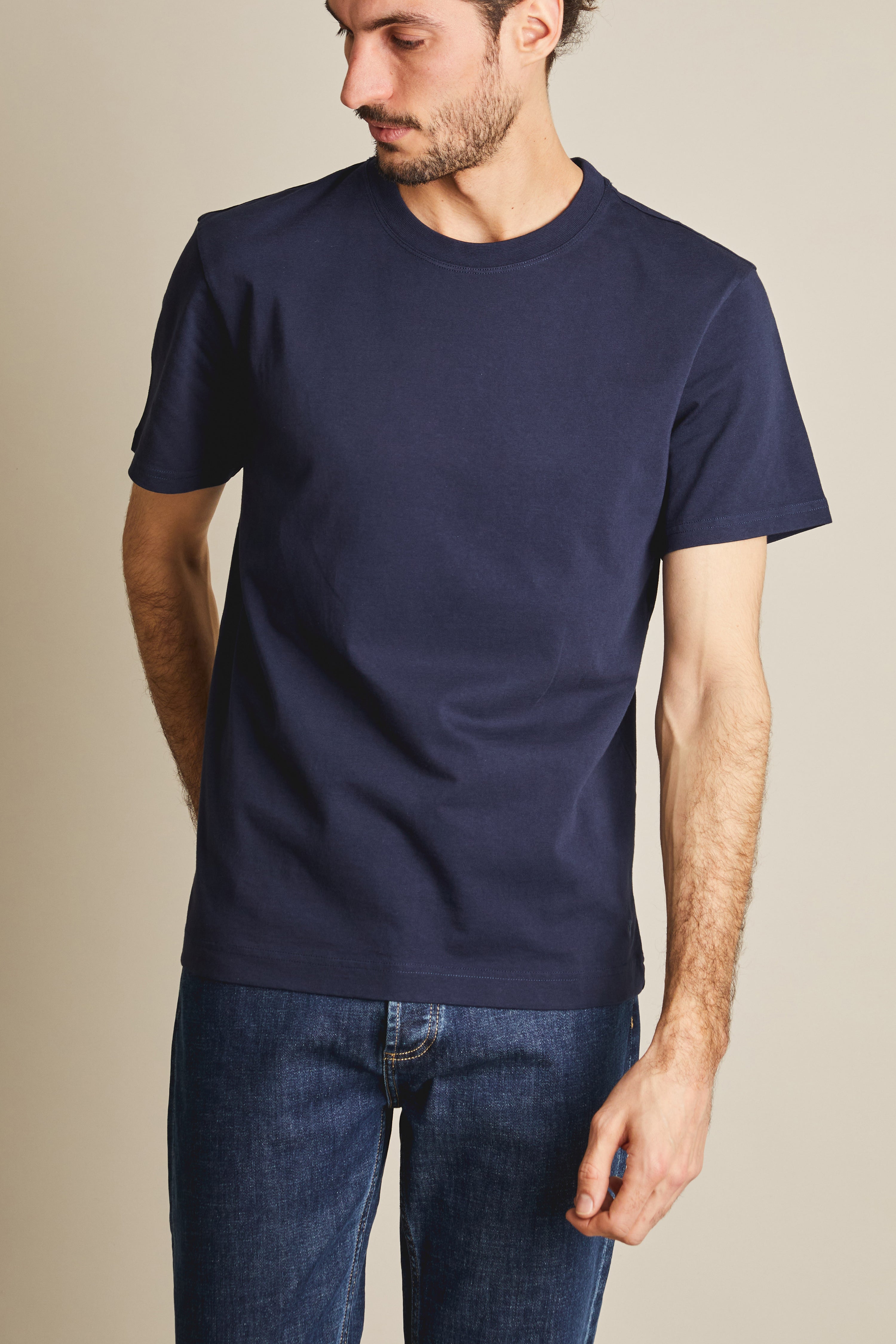 le-pantalon-tee-shirt-bleu-marine-t-shirt-homme-coton-bio image 3