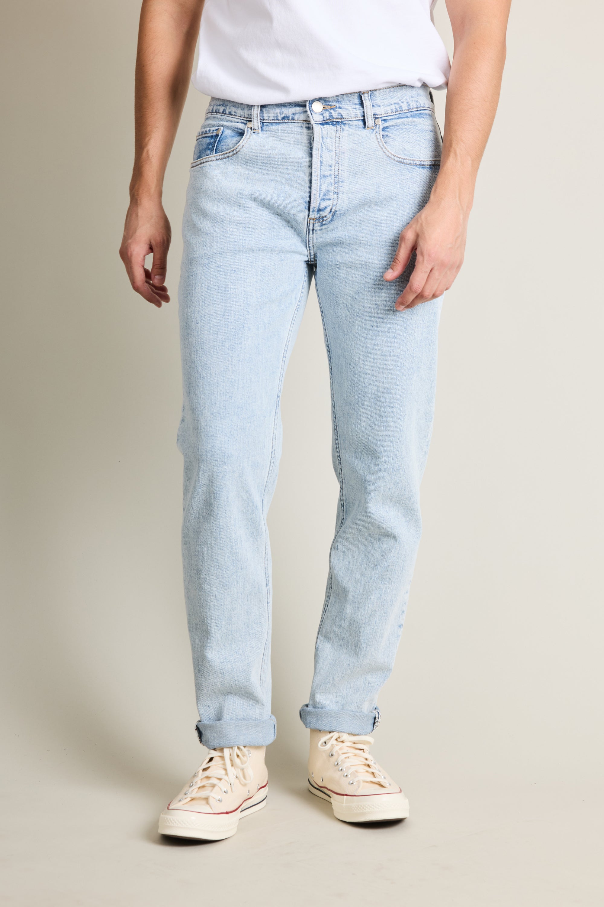 le-pantalon-jean-classique-bleu-bleached-denim-stretch image 1