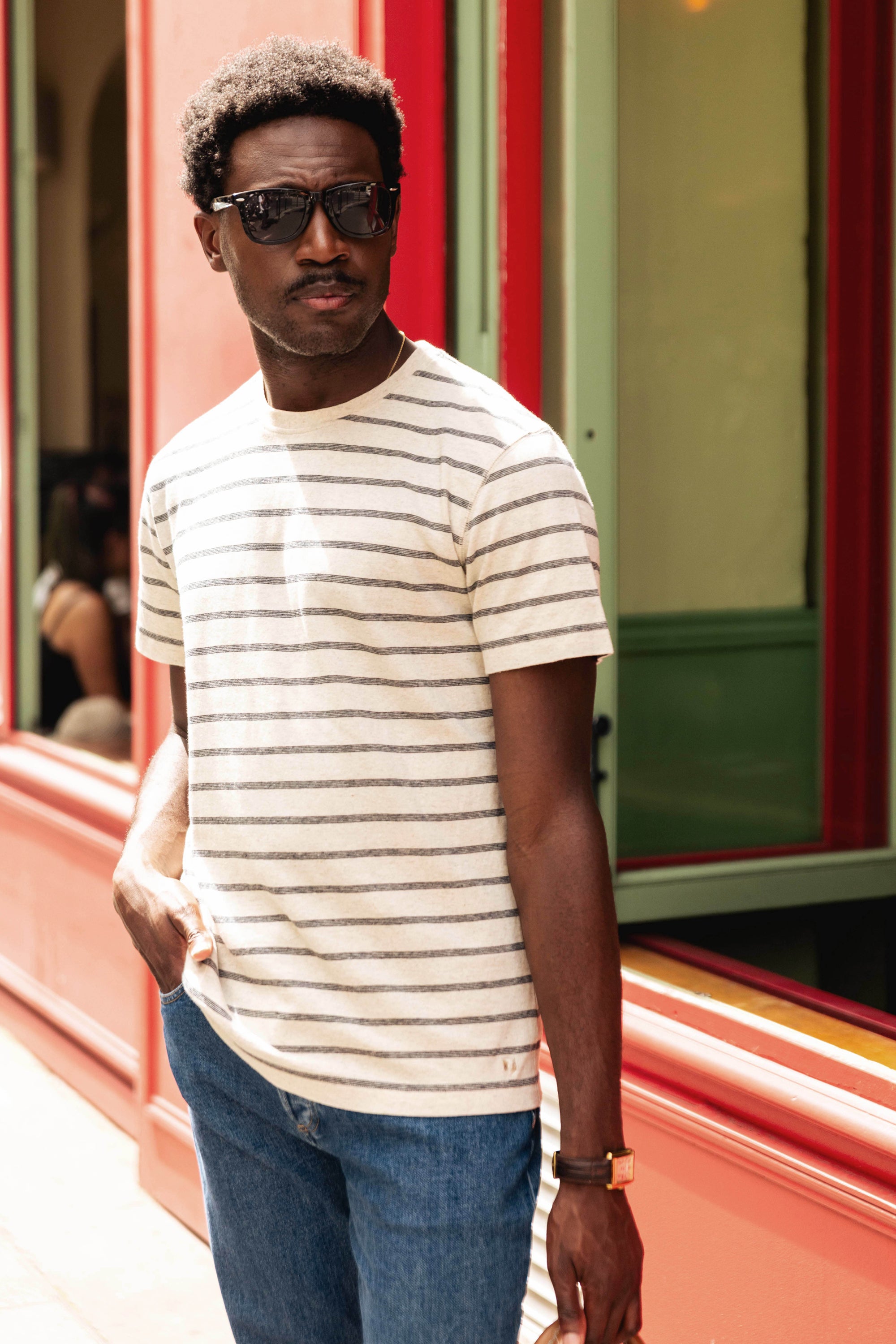 le-pantalon-t-shirts-homme-tee-shirt-marini-re-coton-lin-marine image 2