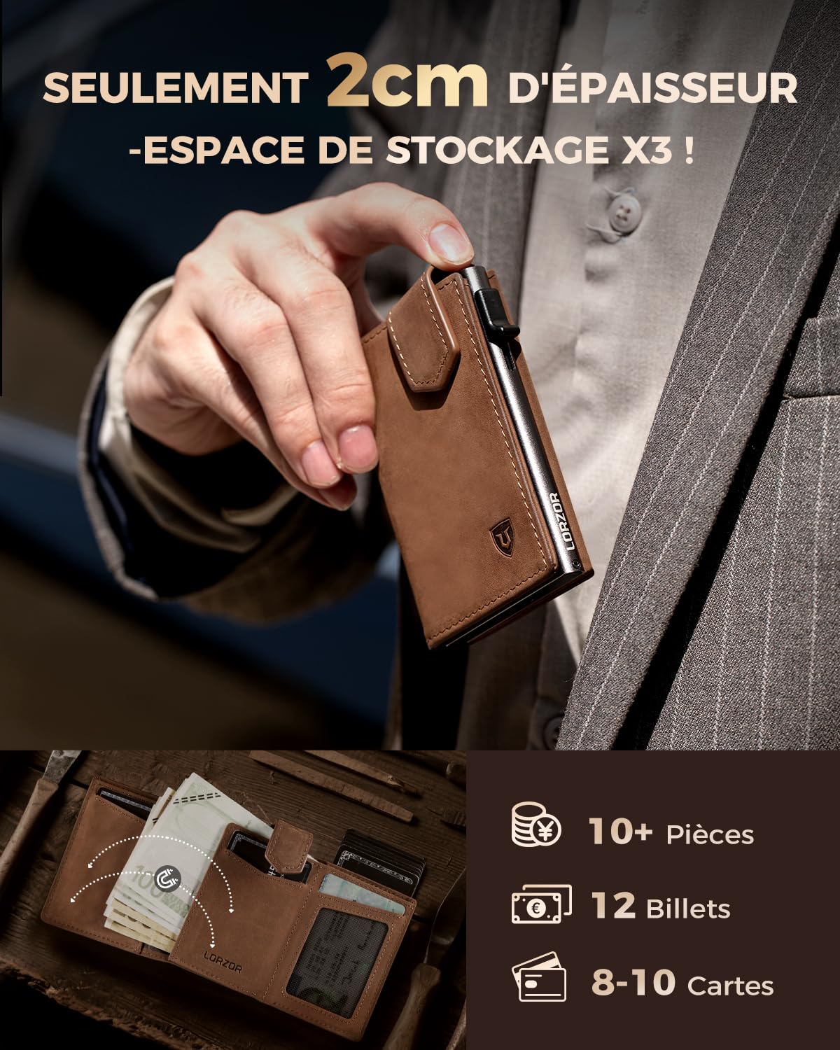 lorzor-leather-wallet-portefeuille-cuir-marron-10-cartes-rfid image 5