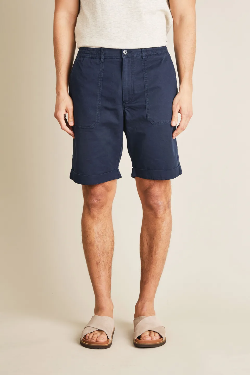 le-pantalon-bermudas-fatigue-short-bleu-marine-coton-lin image 1