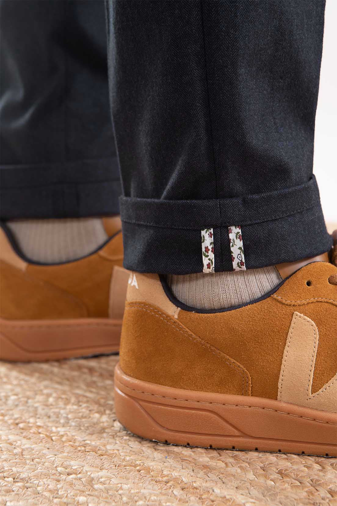 le-pantalon-pantalon-pinces-chaud-bleu-marine-flanelle-coton image 6