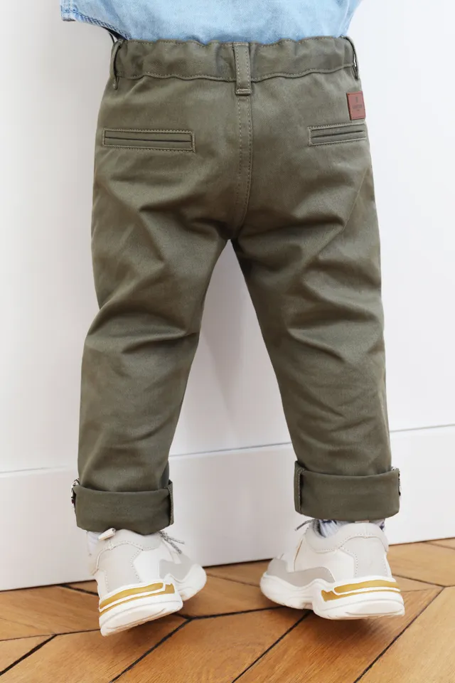 le-pantalon-chinos-enfant-chino-kaki-mixte-semi-slim image 1