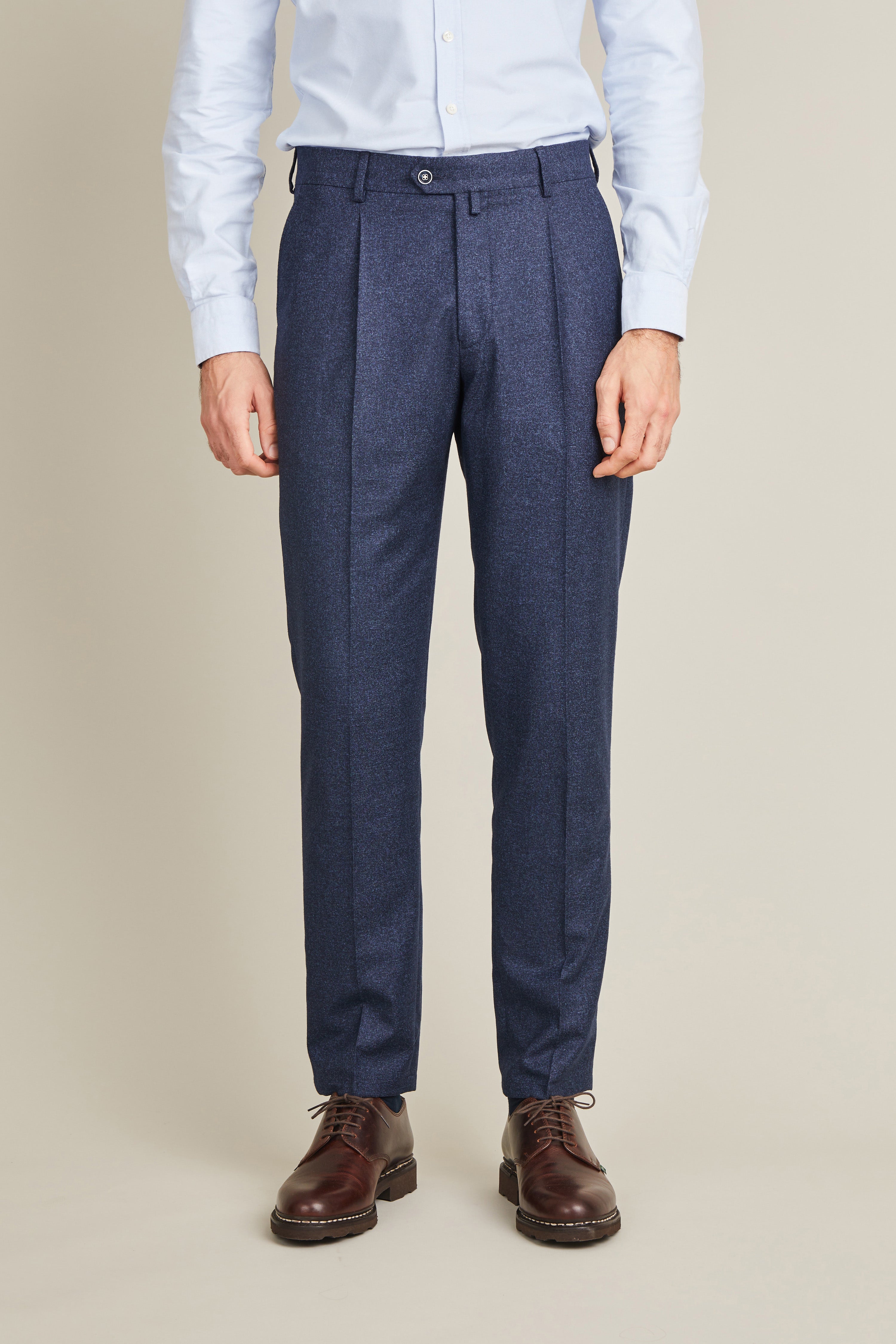 le-pantalon-flanelle-pantalon-pinces-bleu-marine-laine image 1