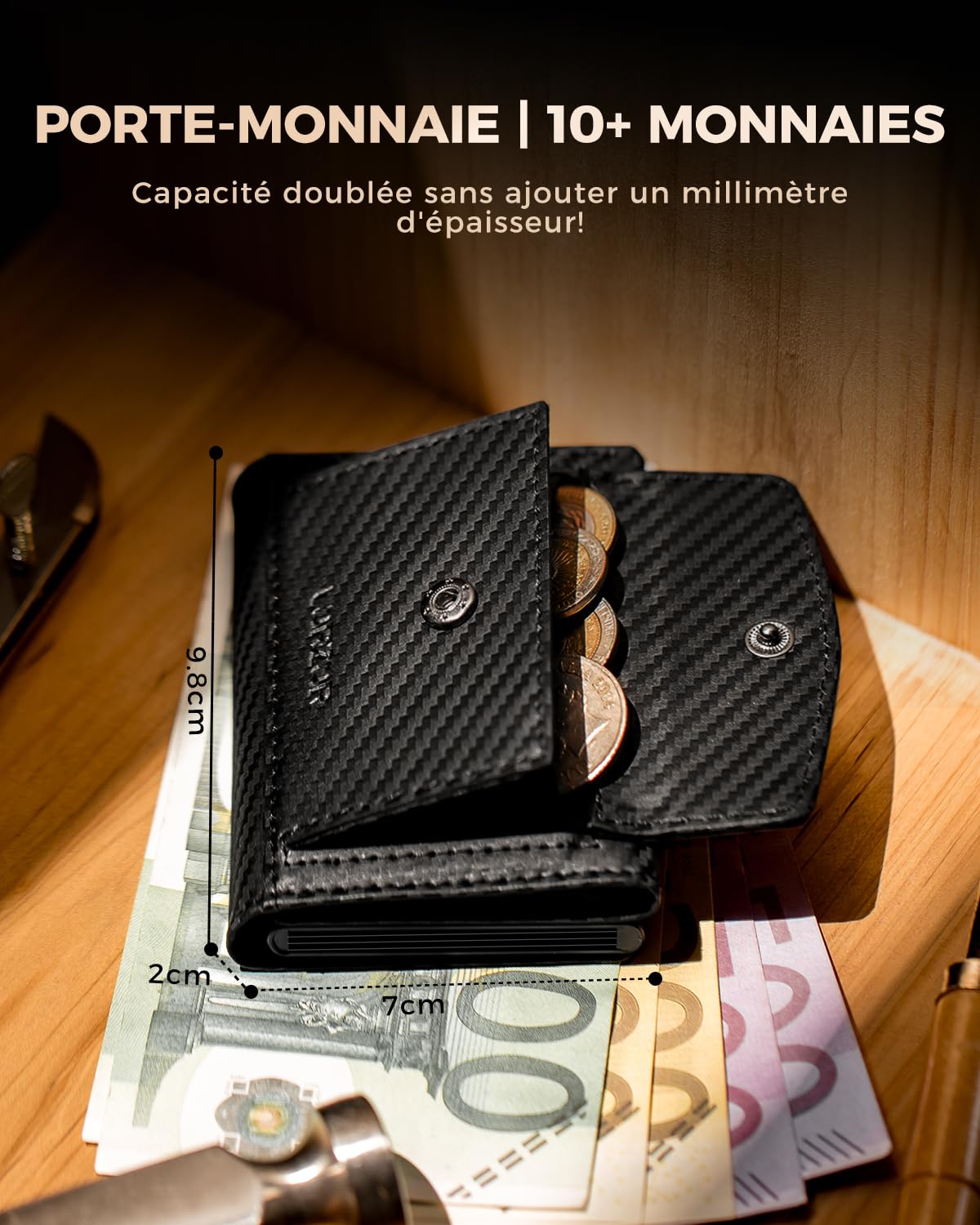 lorzor-leather-wallet-portefeuille-cuir-carbone-10-cartes-rfid image 2