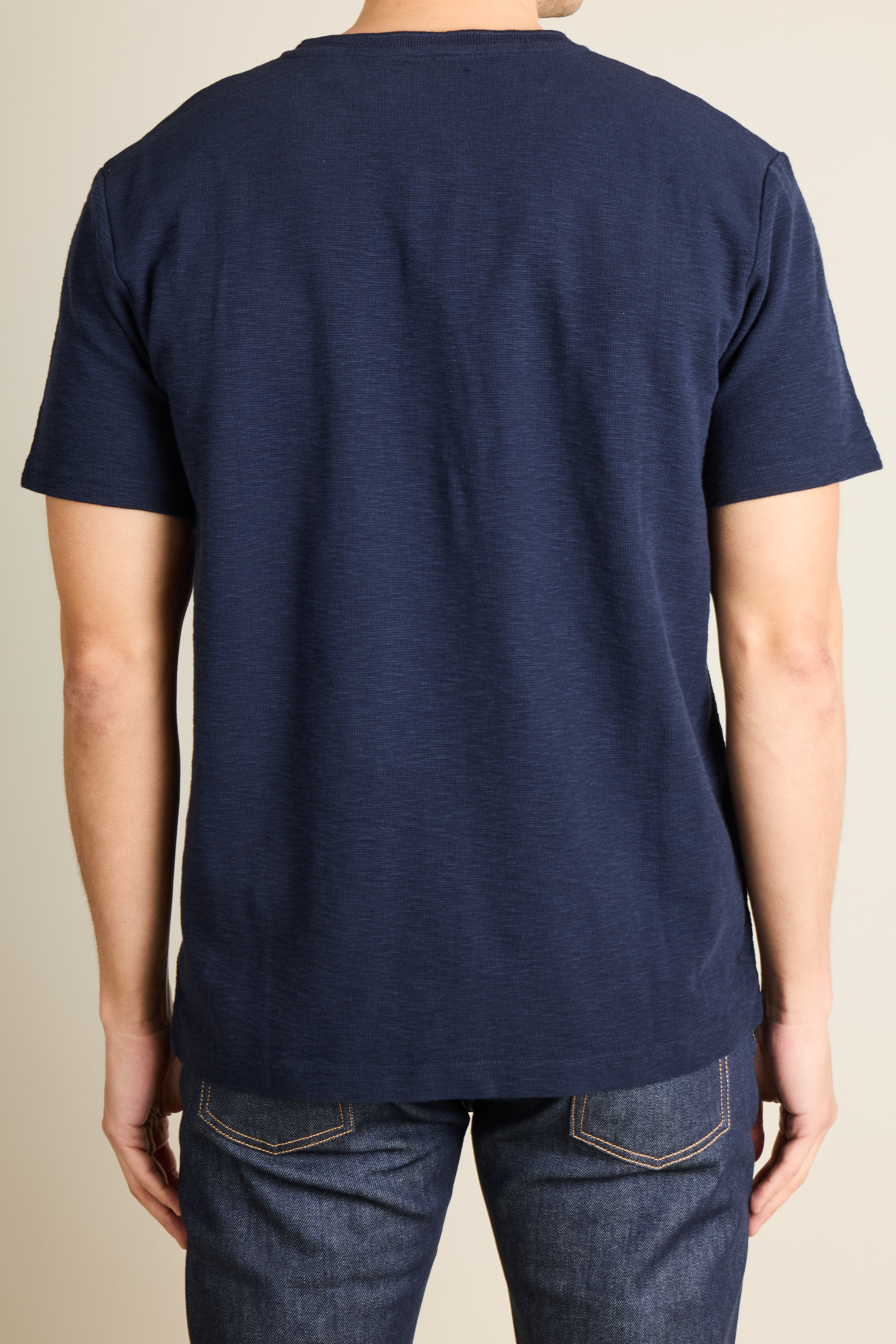 le-pantalon-henley-fm-lptht-2-tee-shirt-bleu-marine-coton image 5