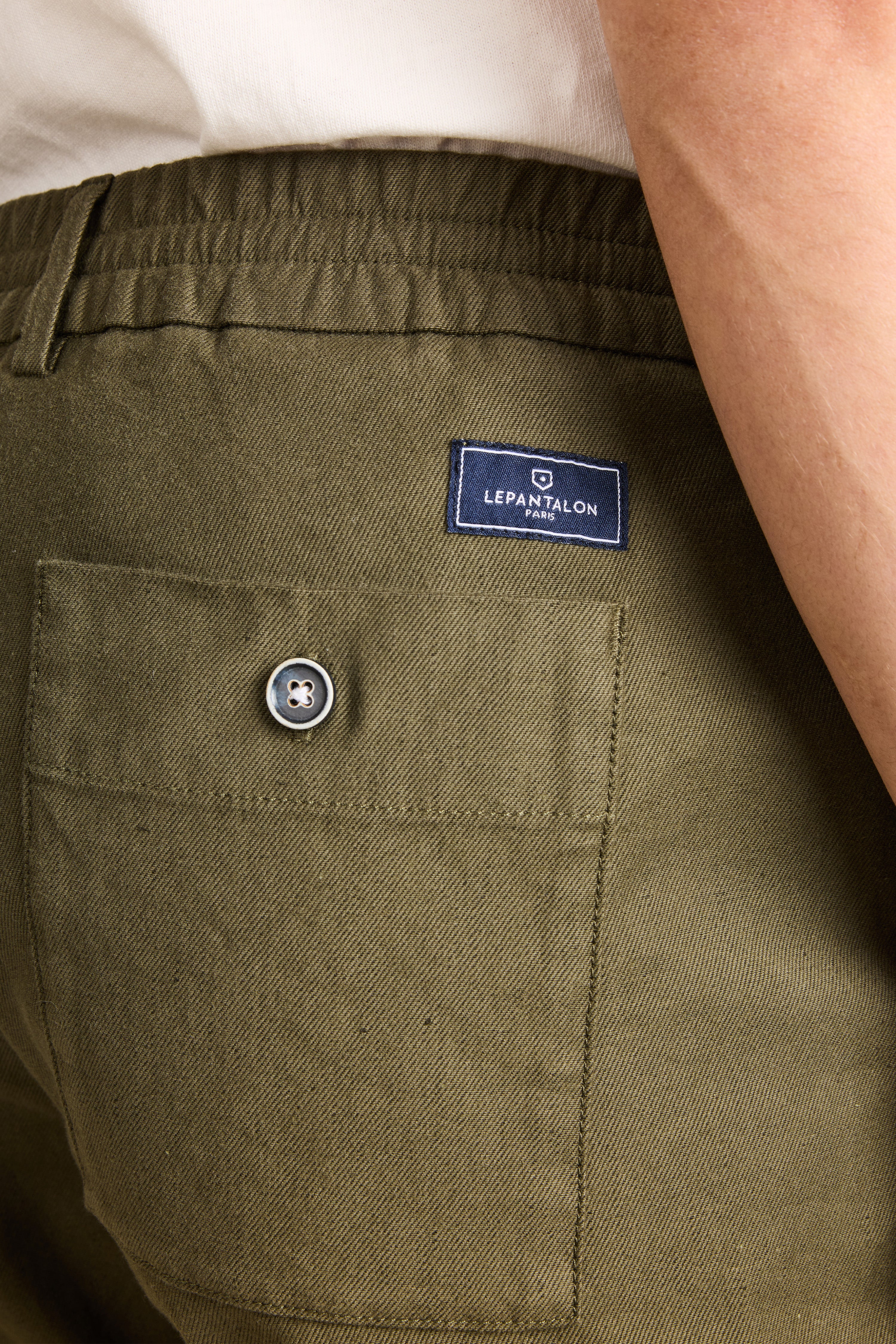 le-pantalon-bermudas-homme-bermuda-coton-lin-kaki-fonc-respirant image 3