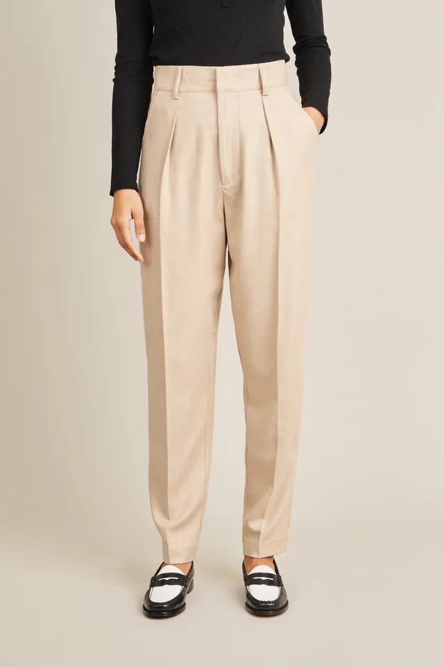le-pantalon-cigarette-flanelle-beige-pantalon-laine-chaud image 1