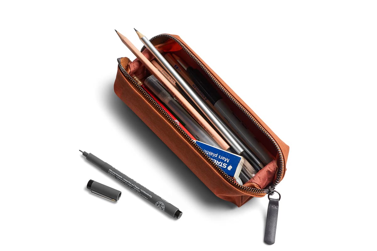 bellroy-pencil-case-trousse-stylos-bronze-tissu-cuir-vide-poche image 2