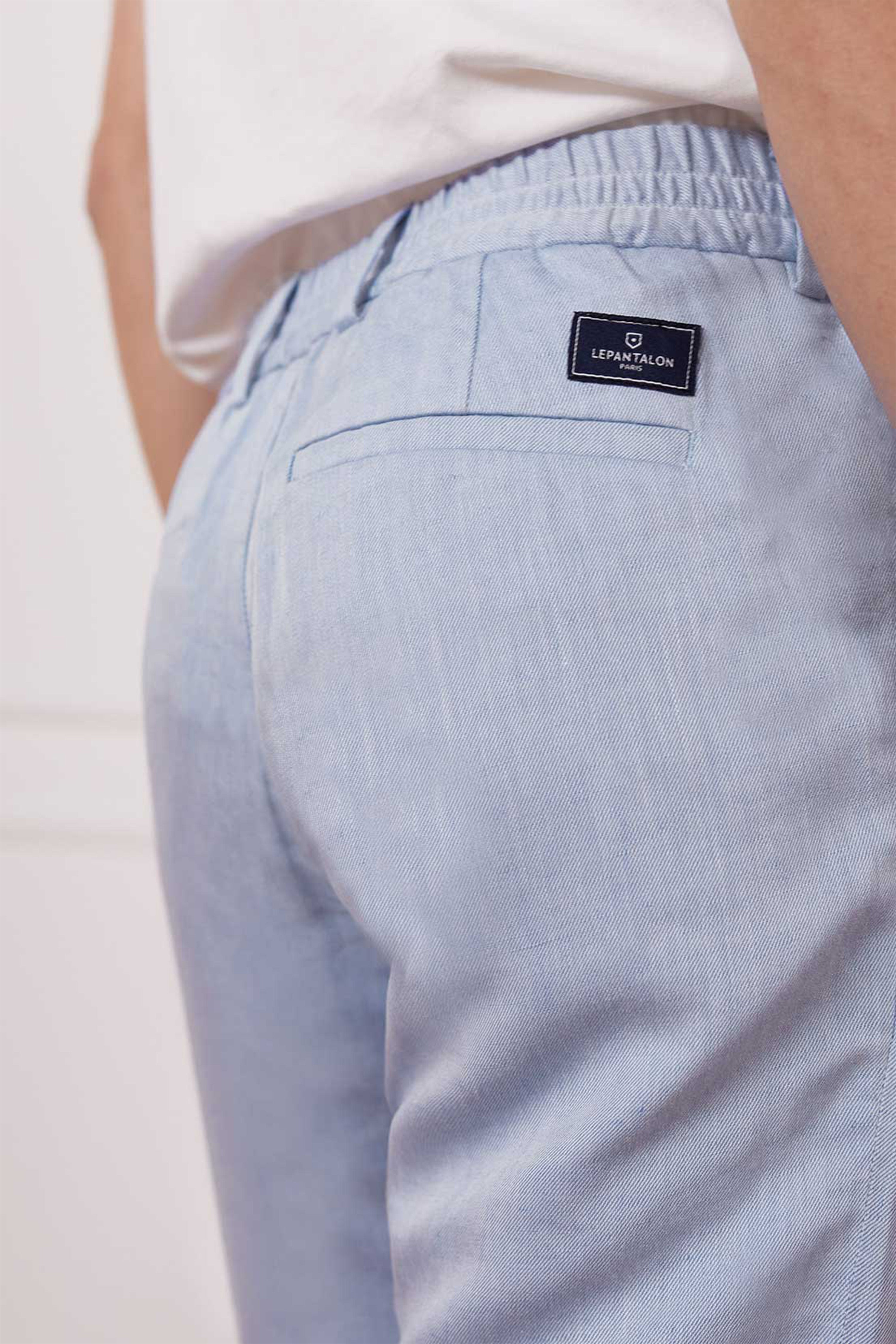 le-pantalon-pantalons-pinces-pantalon-l-ger-bleu-ciel-lin image 3