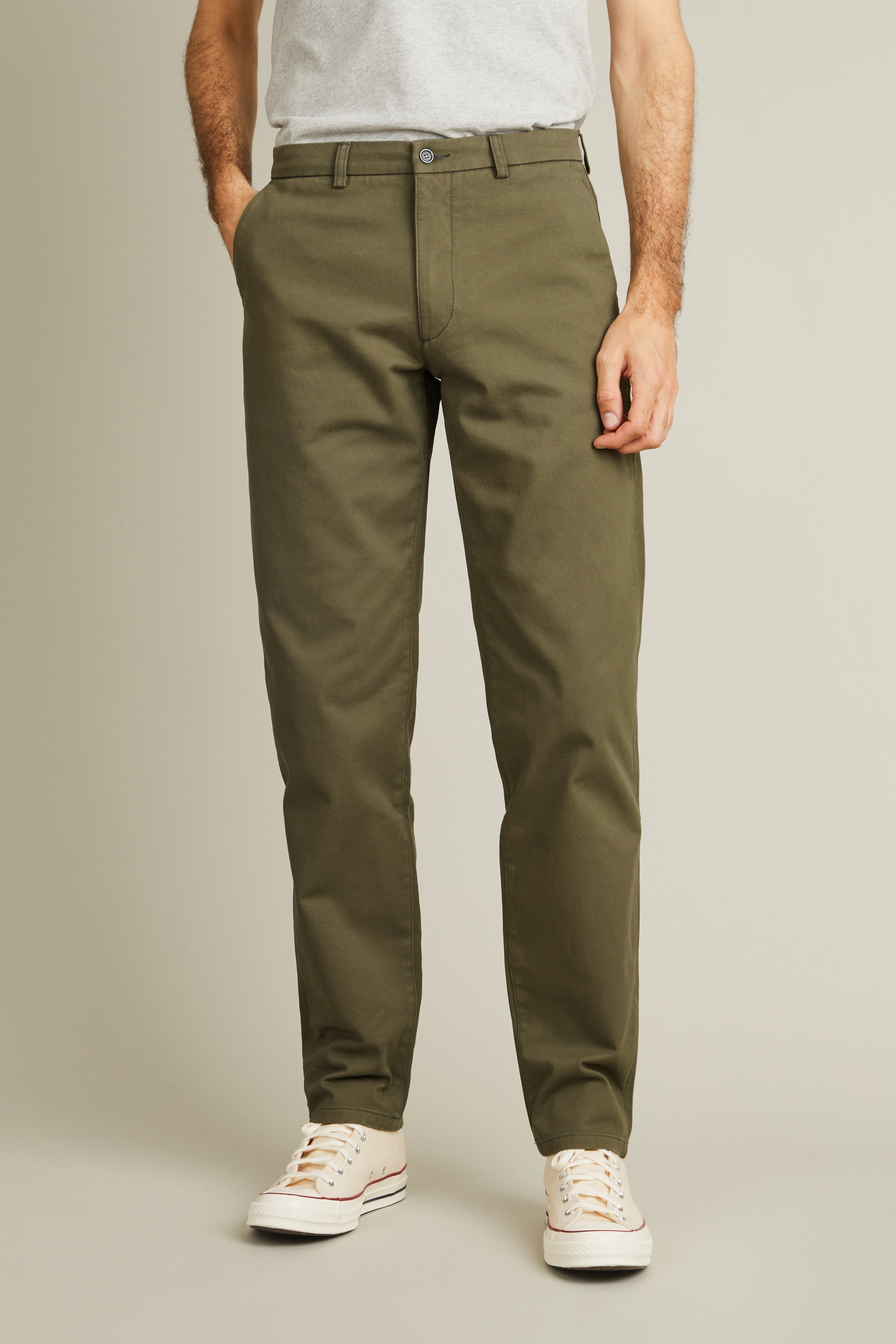 le-pantalon-chino-droit-kaki-chino-homme-coton-330-gr image 1