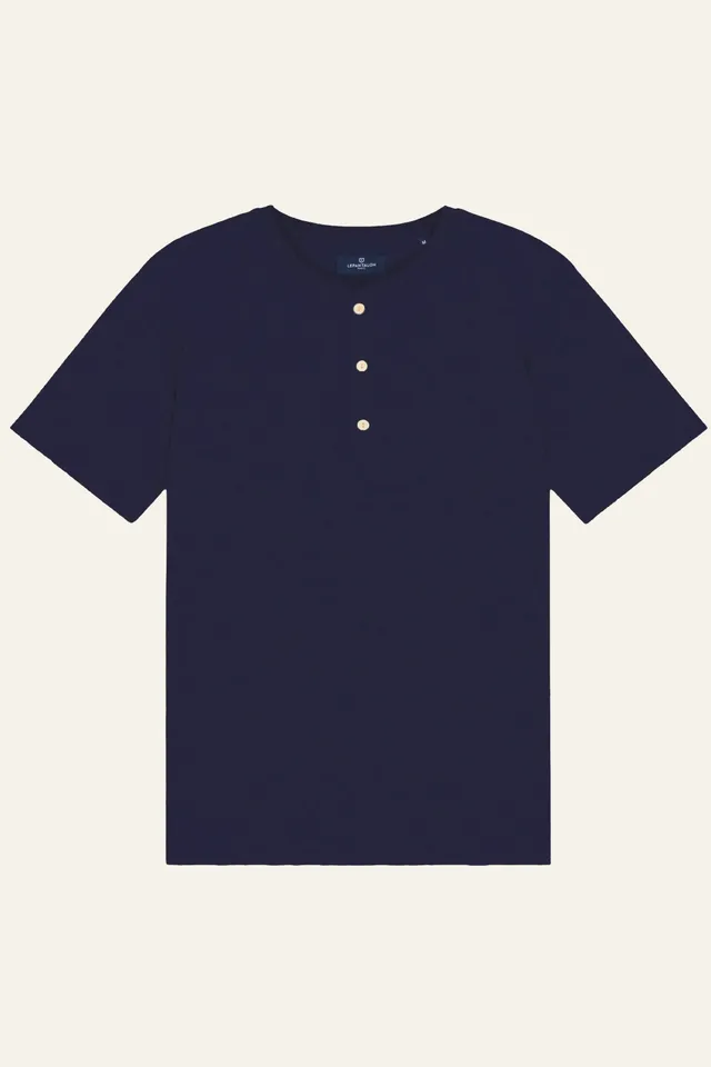 le-pantalon-henley-fm-lptht-2-tee-shirt-bleu-marine-coton image 1