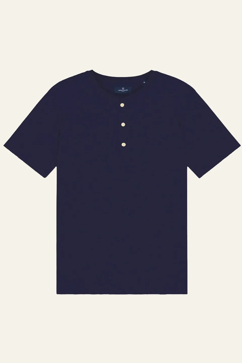 le-pantalon-henley-fm-lptht-2-tee-shirt-bleu-marine-coton image 1