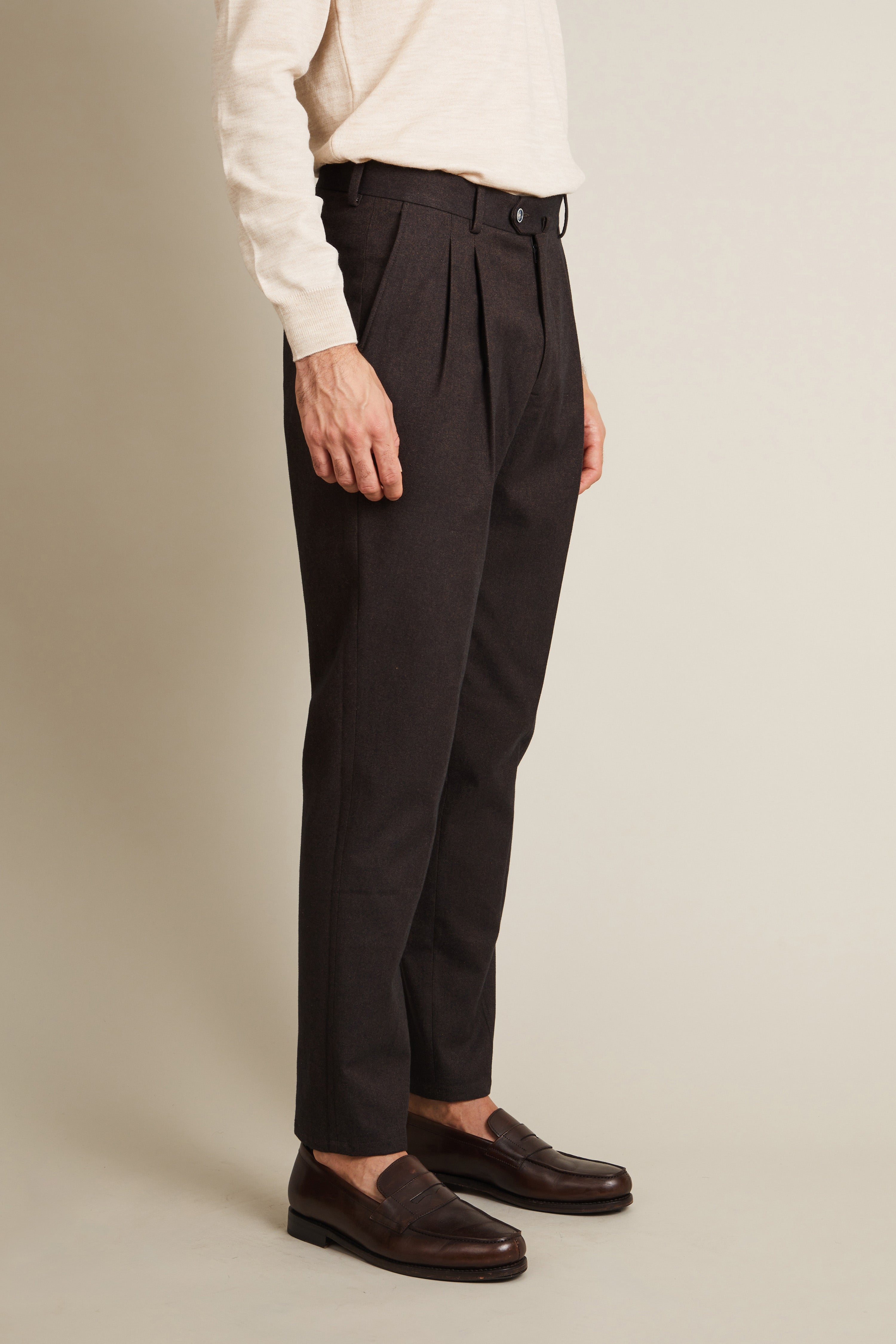le-pantalon-double-pinces-fm-lpdp-2-pantalon-marron-whipcord image 5