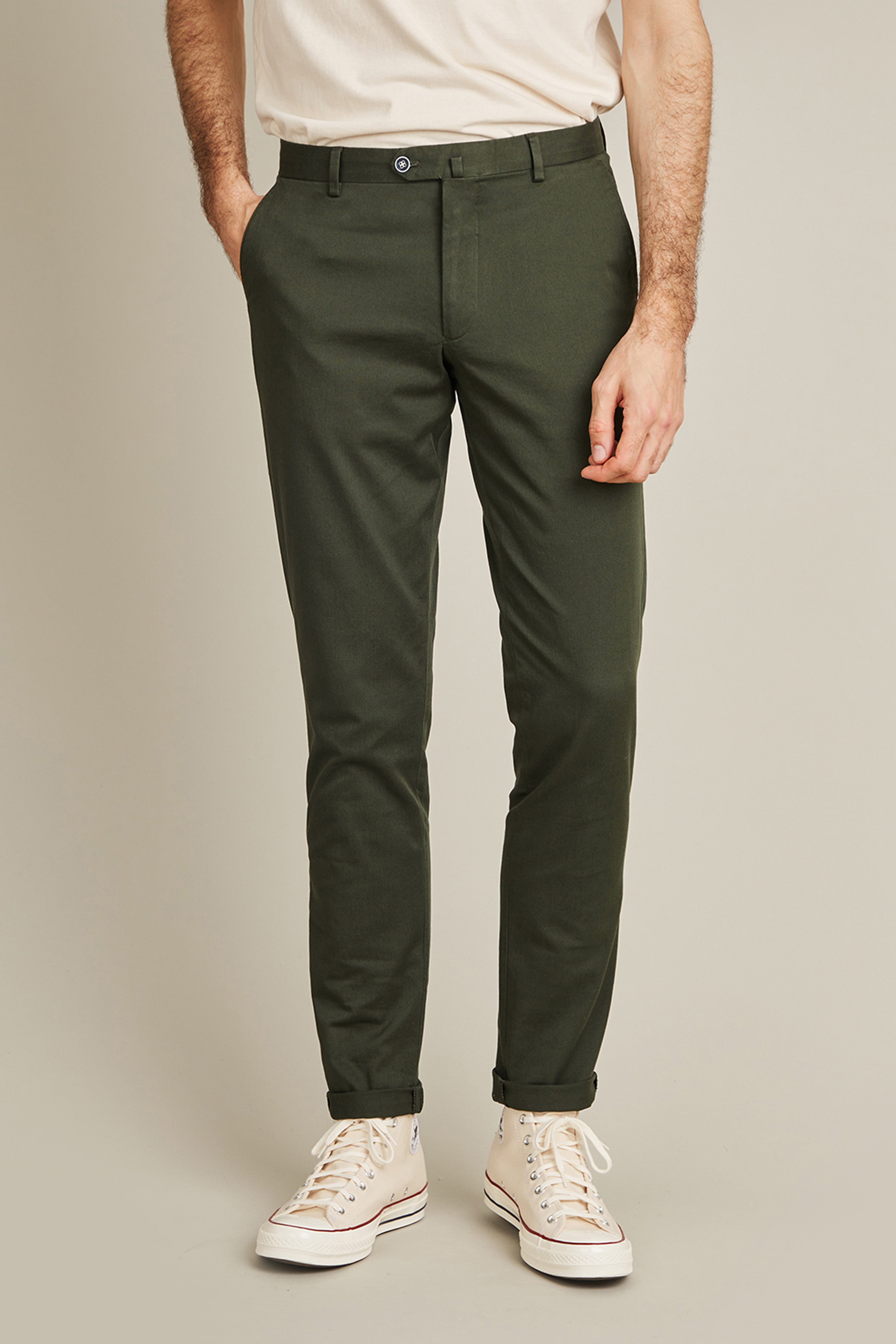 le-pantalon-chino-vert-sapin-pantalon-chino-homme-coton-stretch image 1