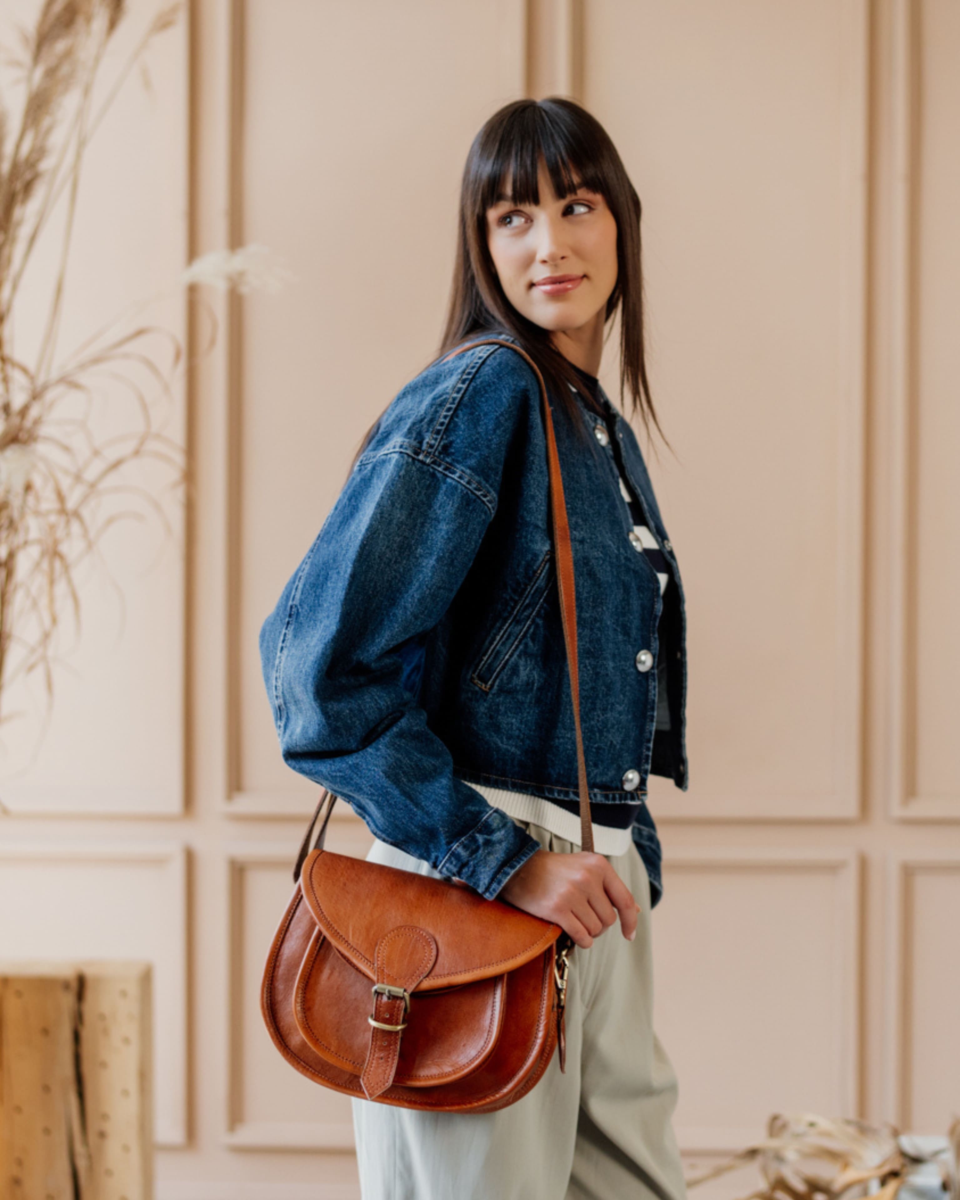 berliner-dakota-sac-paule-cuir-marron-vintage image 2
