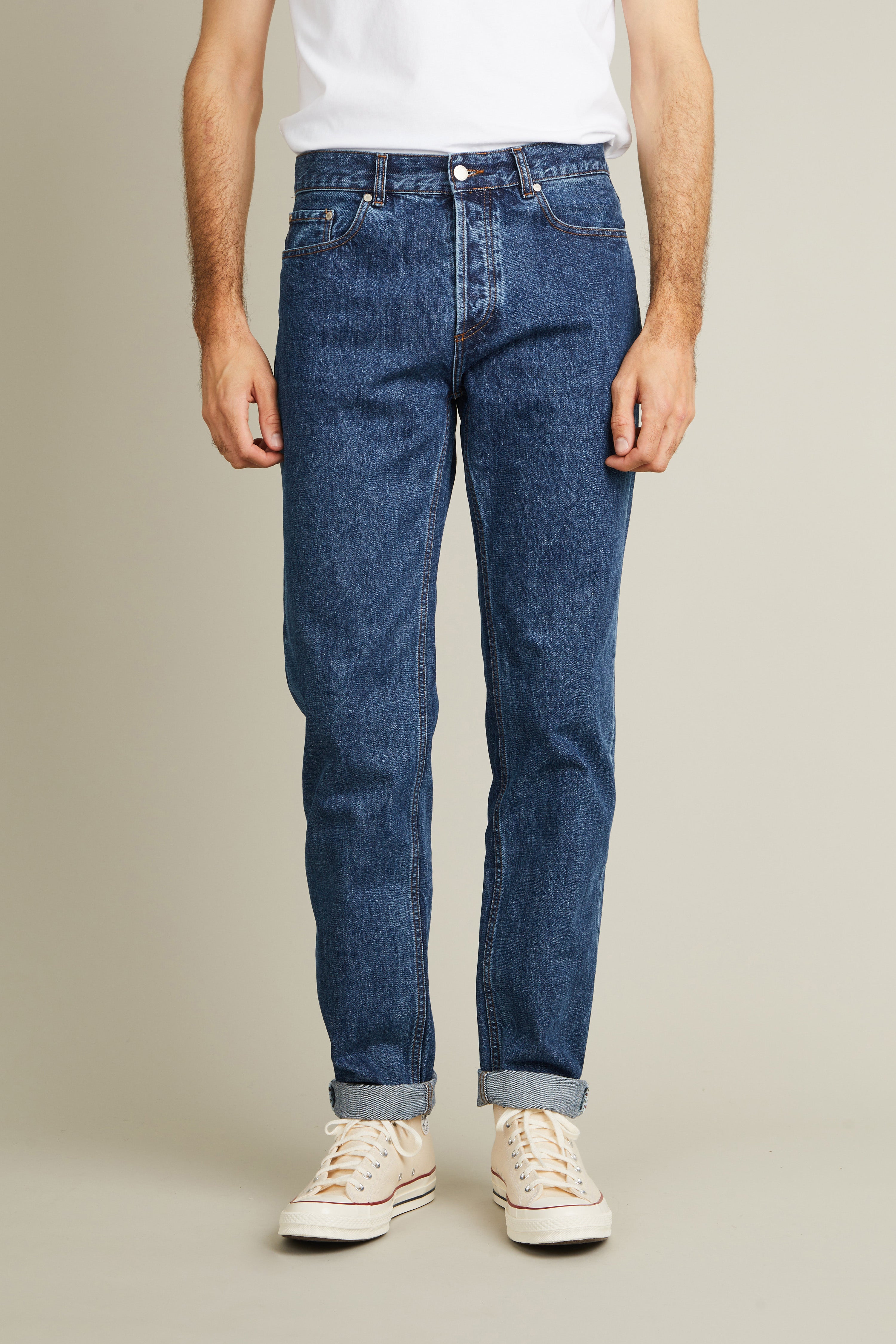 le-pantalon-jean-droit-bleu-stone-100-coton-bio-gots image 1