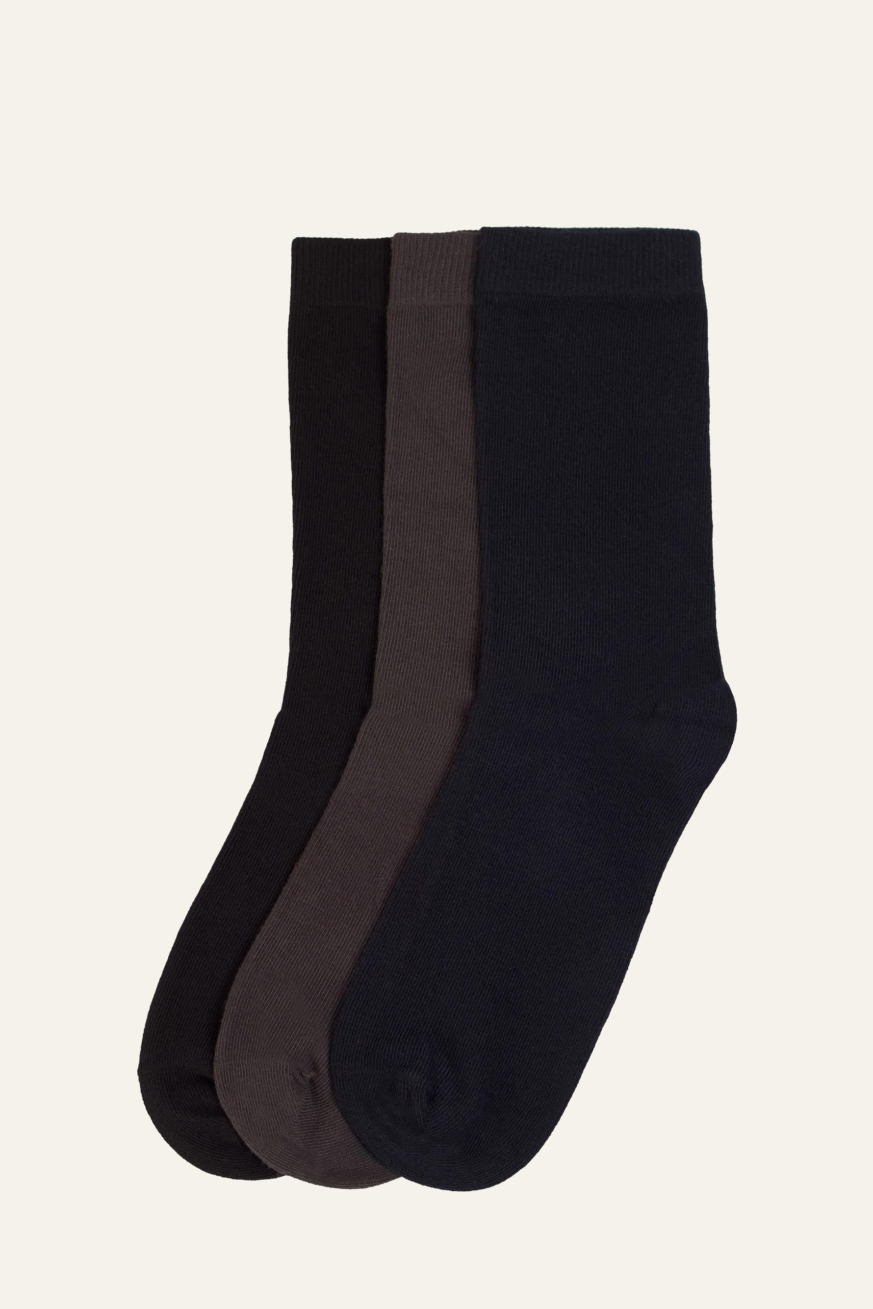 le-pantalon-pack-3-chaussettes-femme-noir-gris-bleu-coton-bio image 1