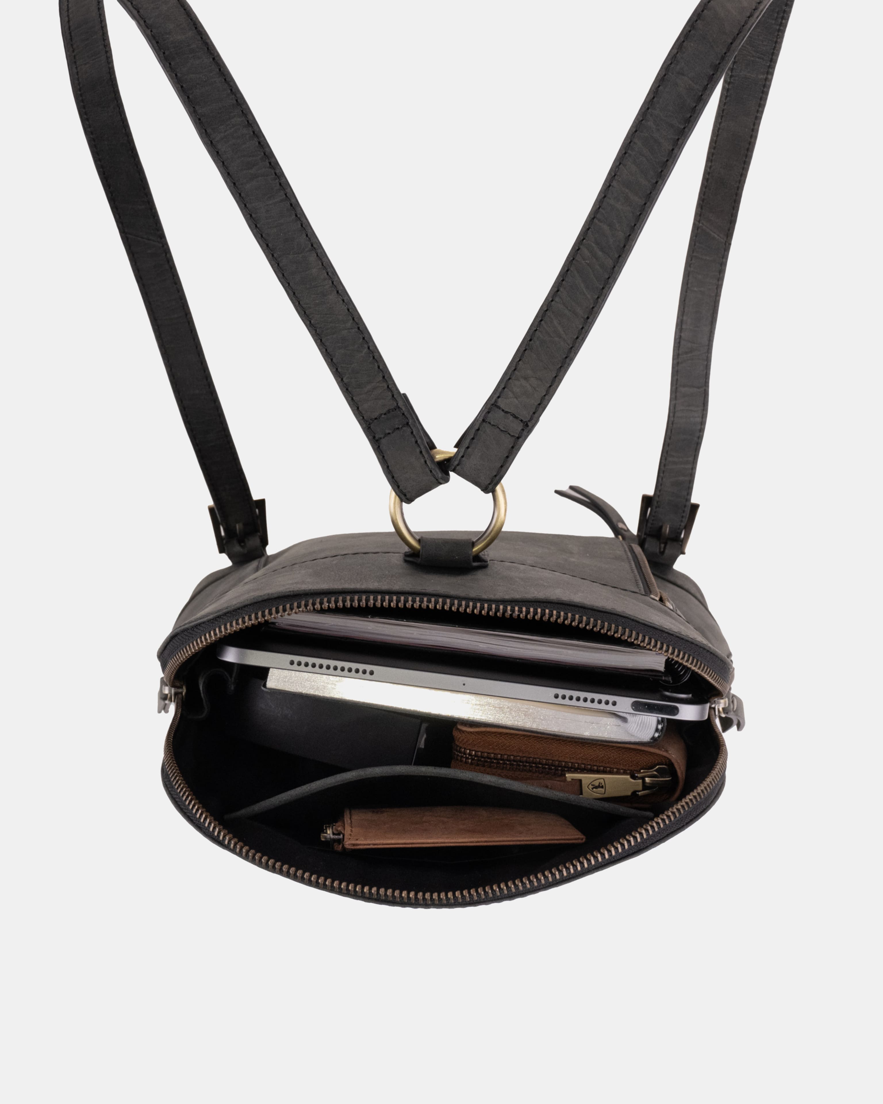 berliner-bags-diana-sac-dos-cuir-gris-fonc-vintage image 5
