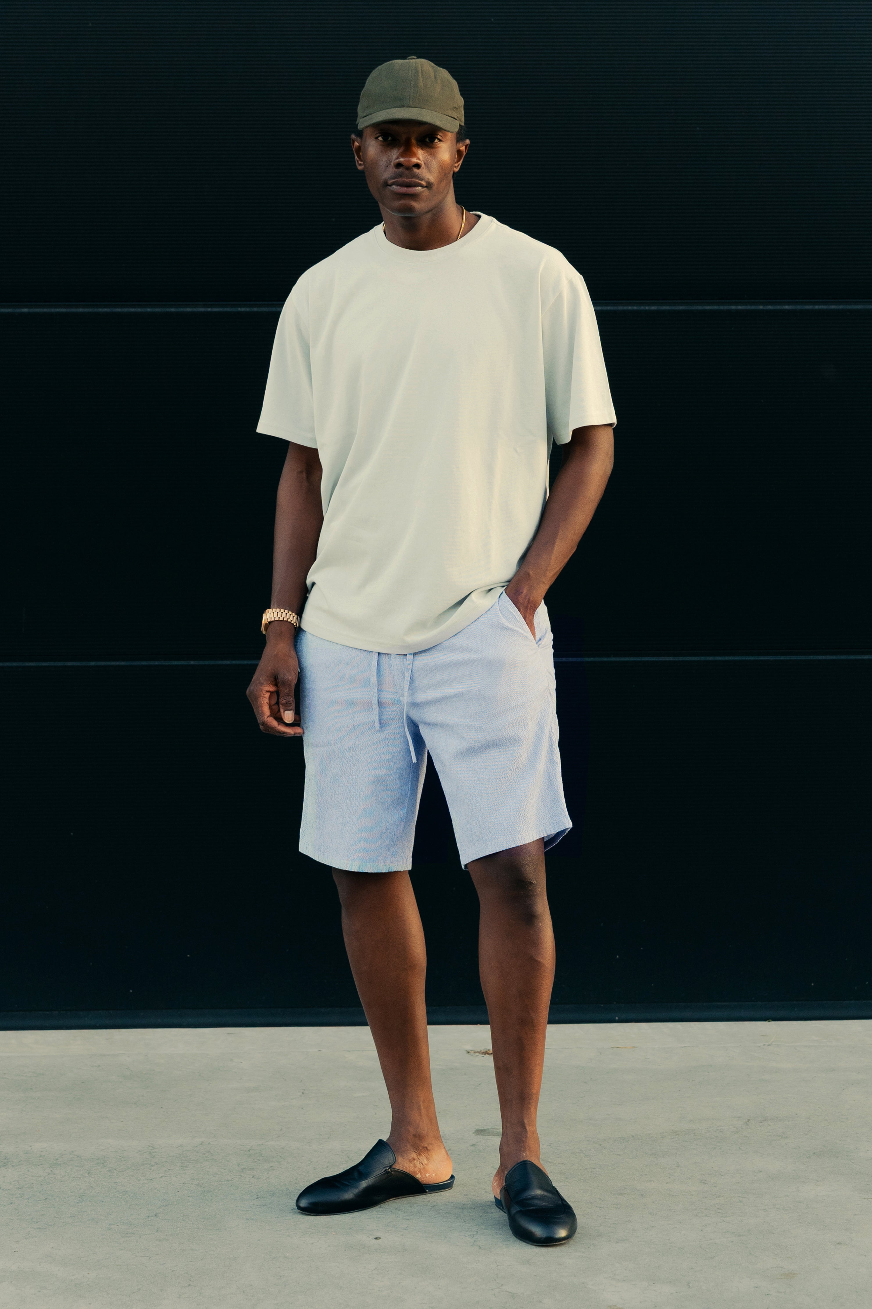 le-pantalon-bermuda-seersucker-bleu-short-coton-homme image 3
