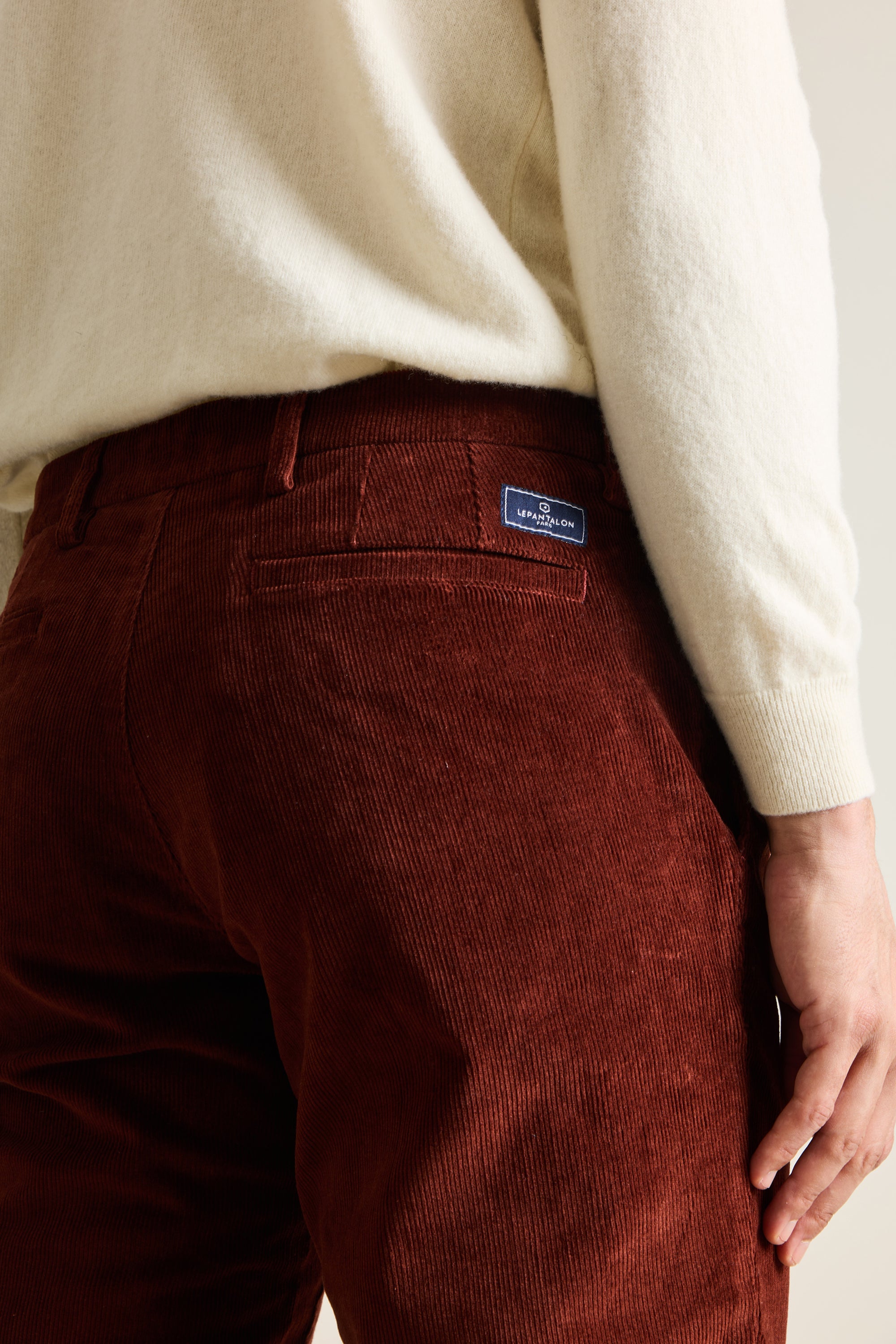 le-pantalon-chinos-homme-chino-velours-pantalon-terracotta-stretch image 3