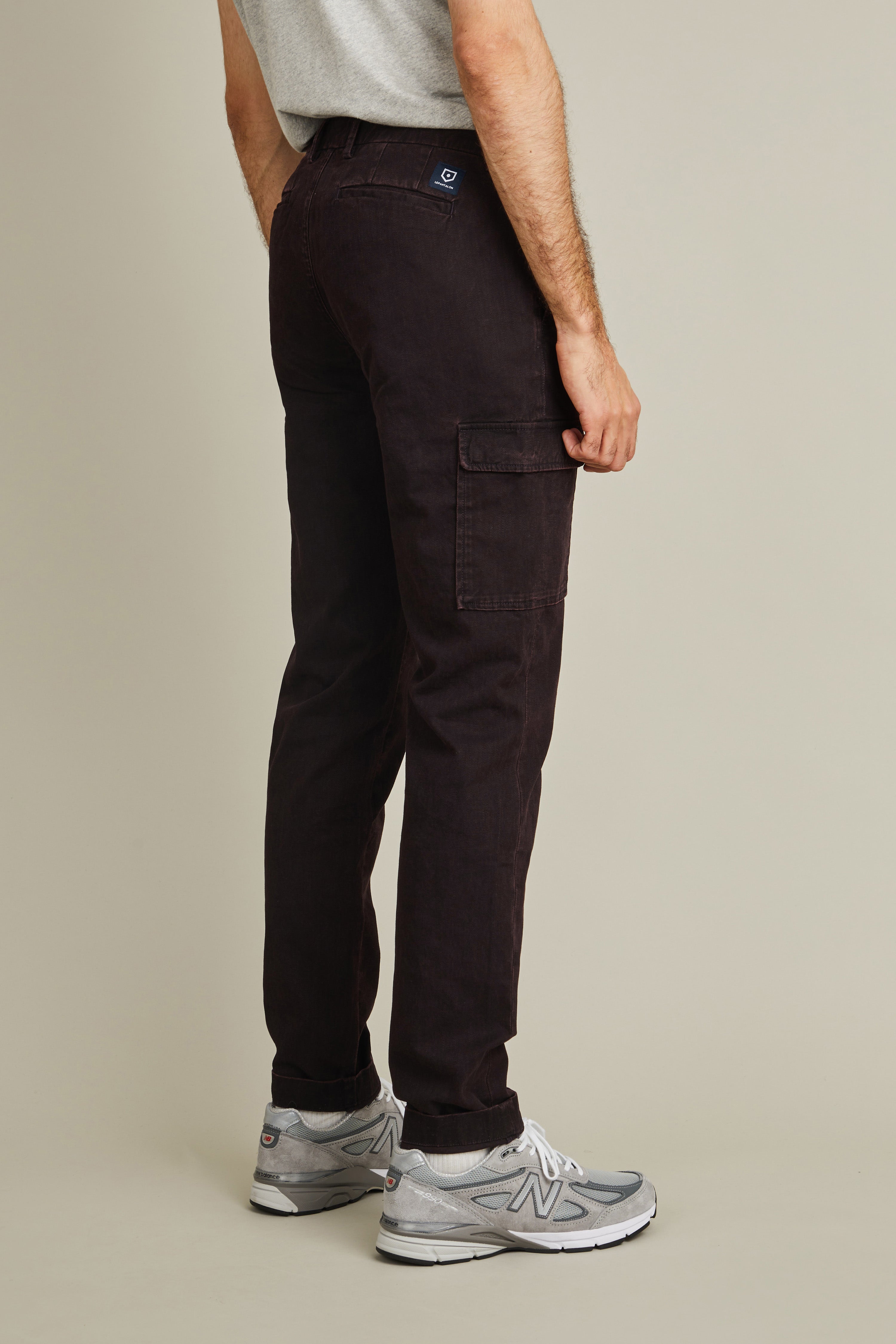 le-pantalon-cargo-pantalon-cargo-bordeaux-coton-stretch image 3