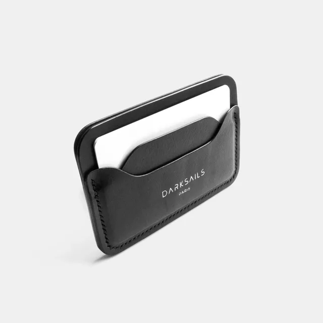 darksails-porte-cartes-minimaliste-cuir-noir-slim-2-poches image 1
