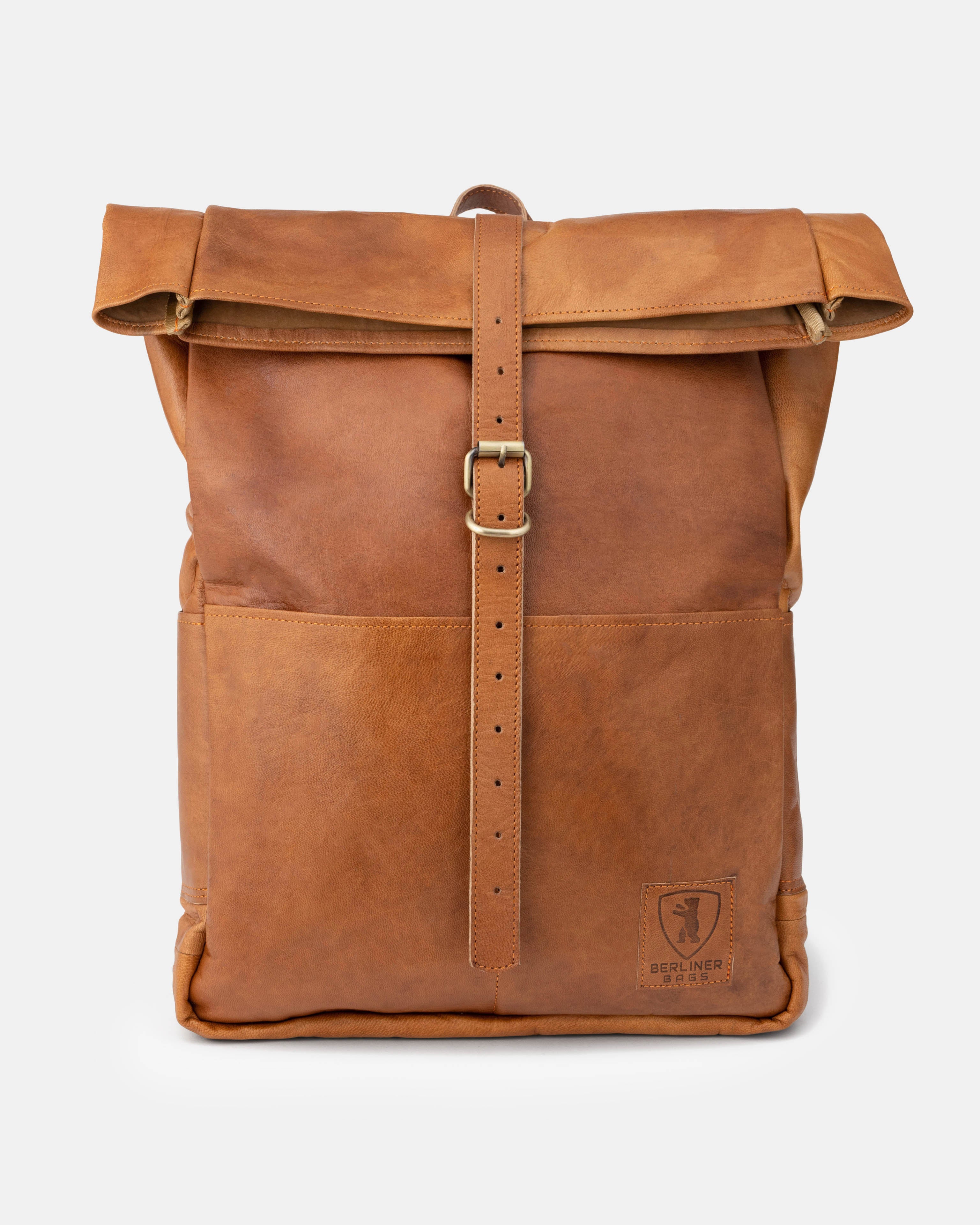 berliner-bags-paris-sac-dos-cuir-marron-vintage-rolltop image 1