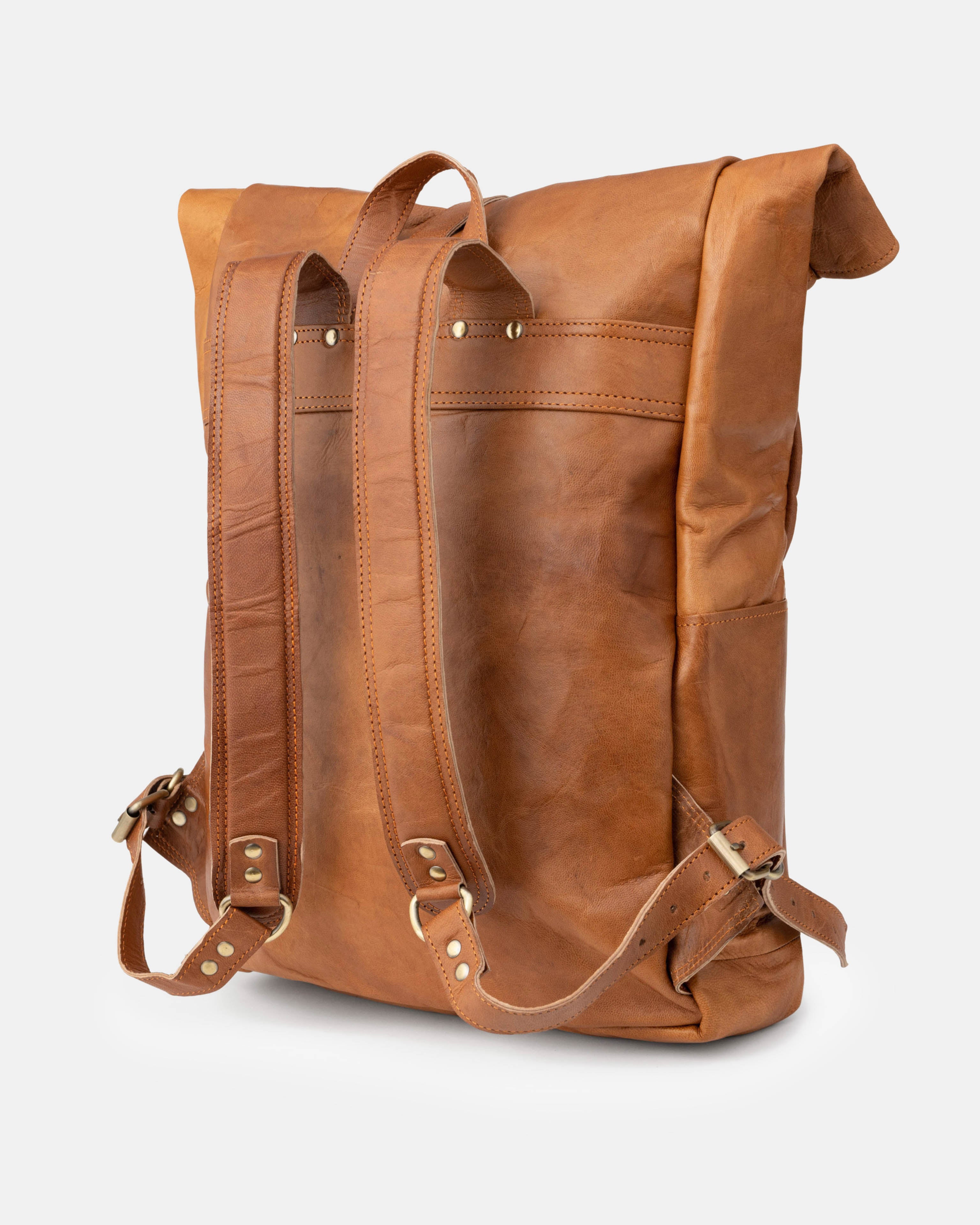 berliner-bags-paris-sac-dos-cuir-marron-vintage-rolltop image 6