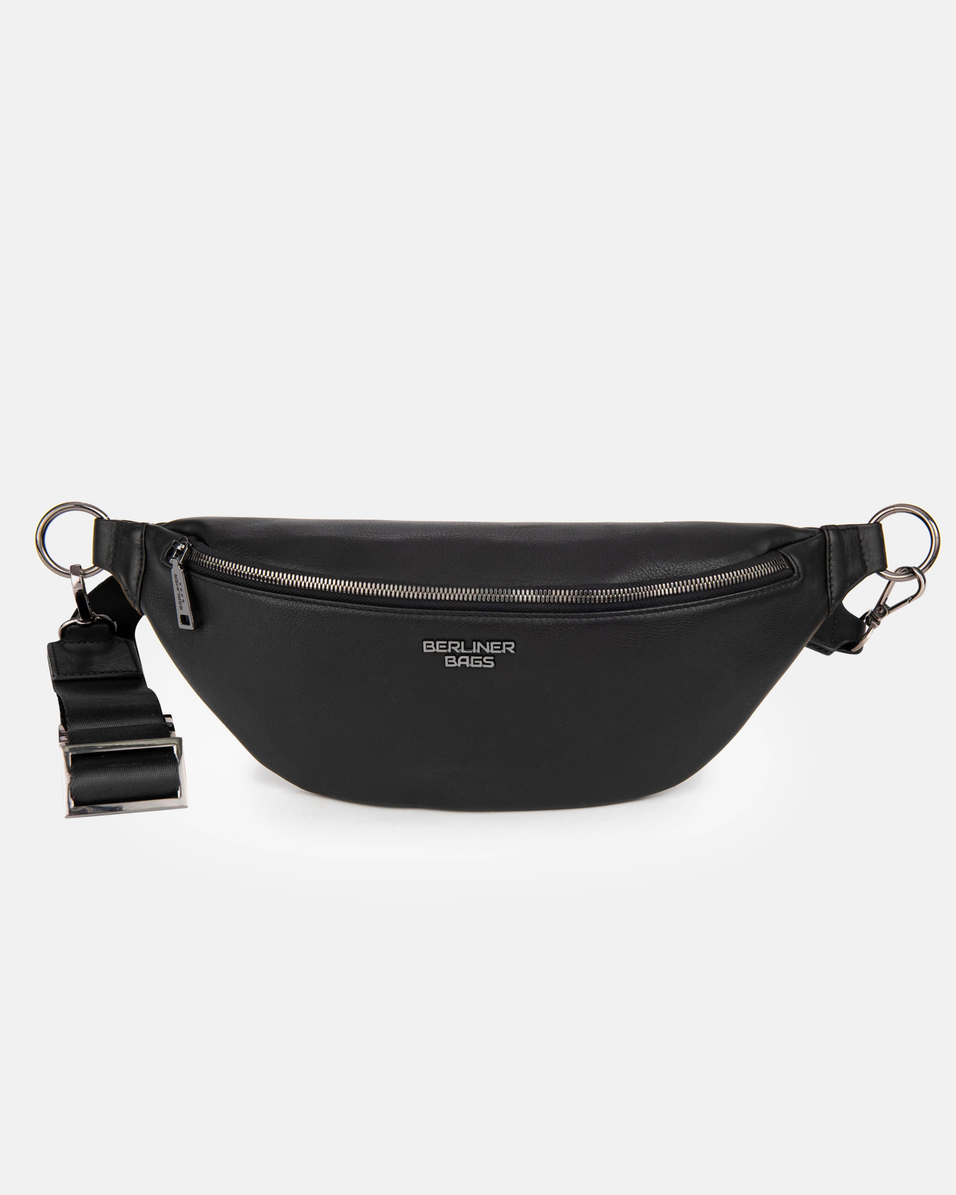 berliner-bags-mona-xl-sac-banane-cuir-noir-taille-r-glable image 1