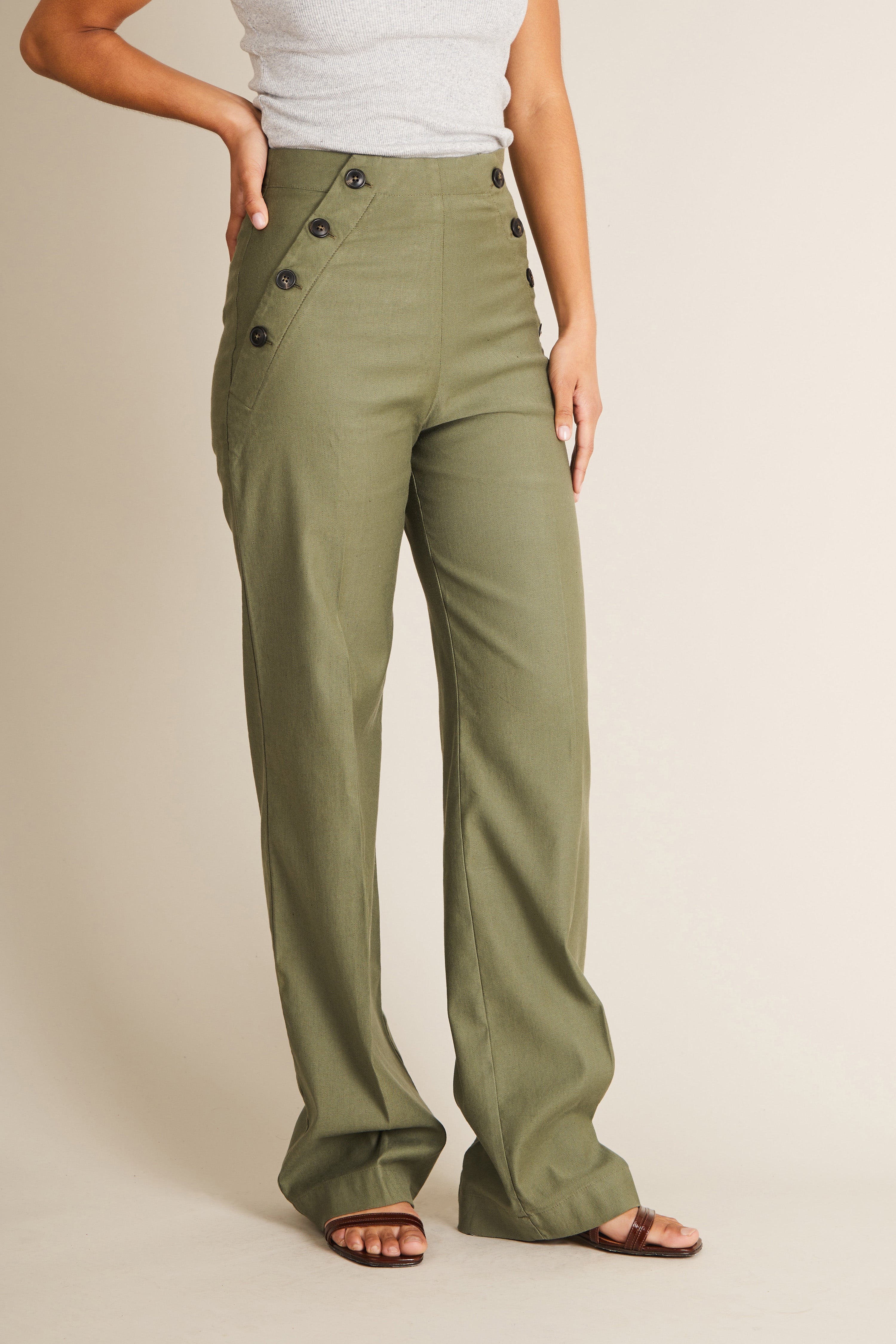 le-pantalon-pont-pantalon-kaki-lin-coton-vas image 5