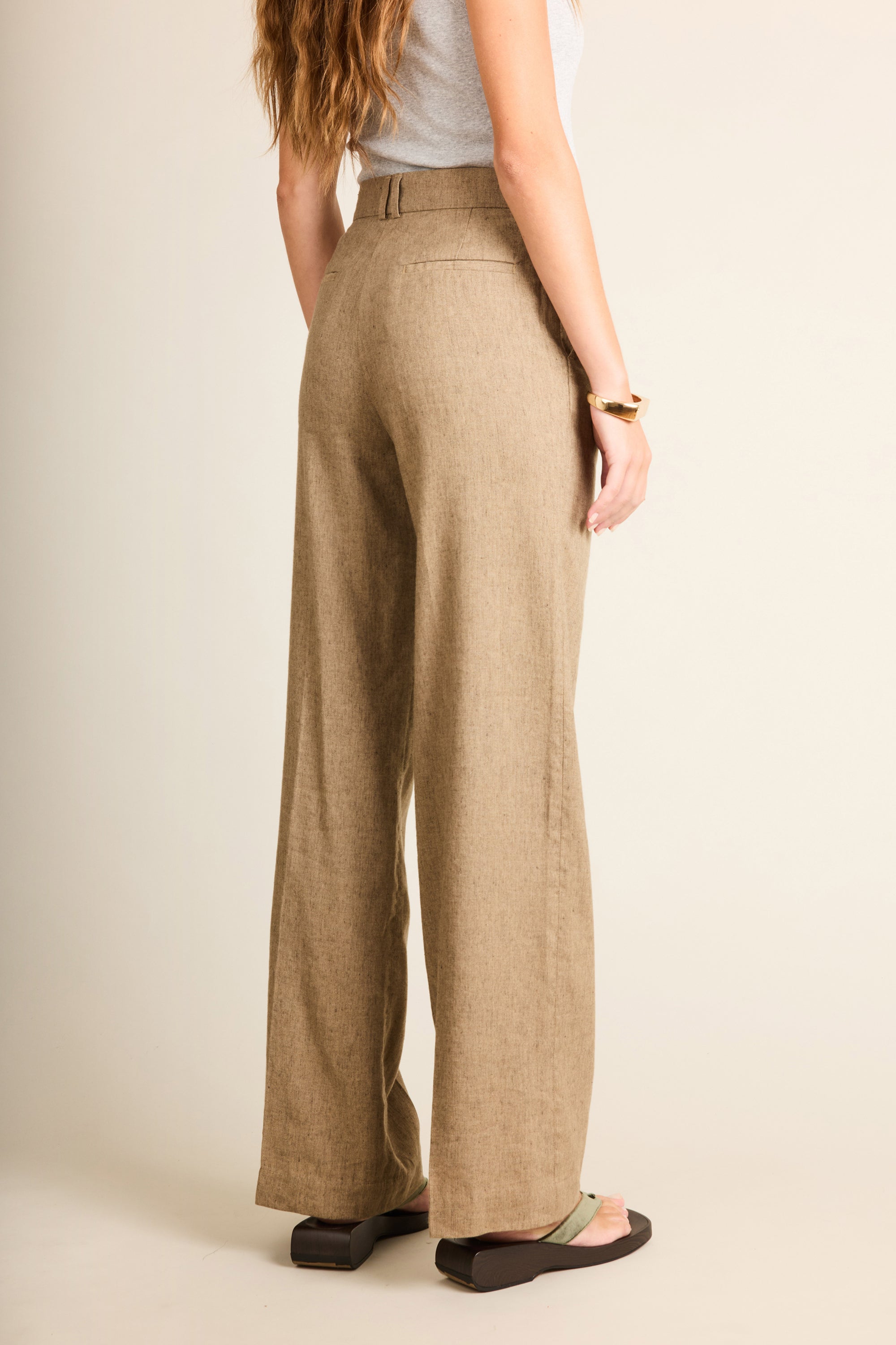 le-pantalon-pantalons-femme-wideleg-marron-clair-lin-l-ger image 4
