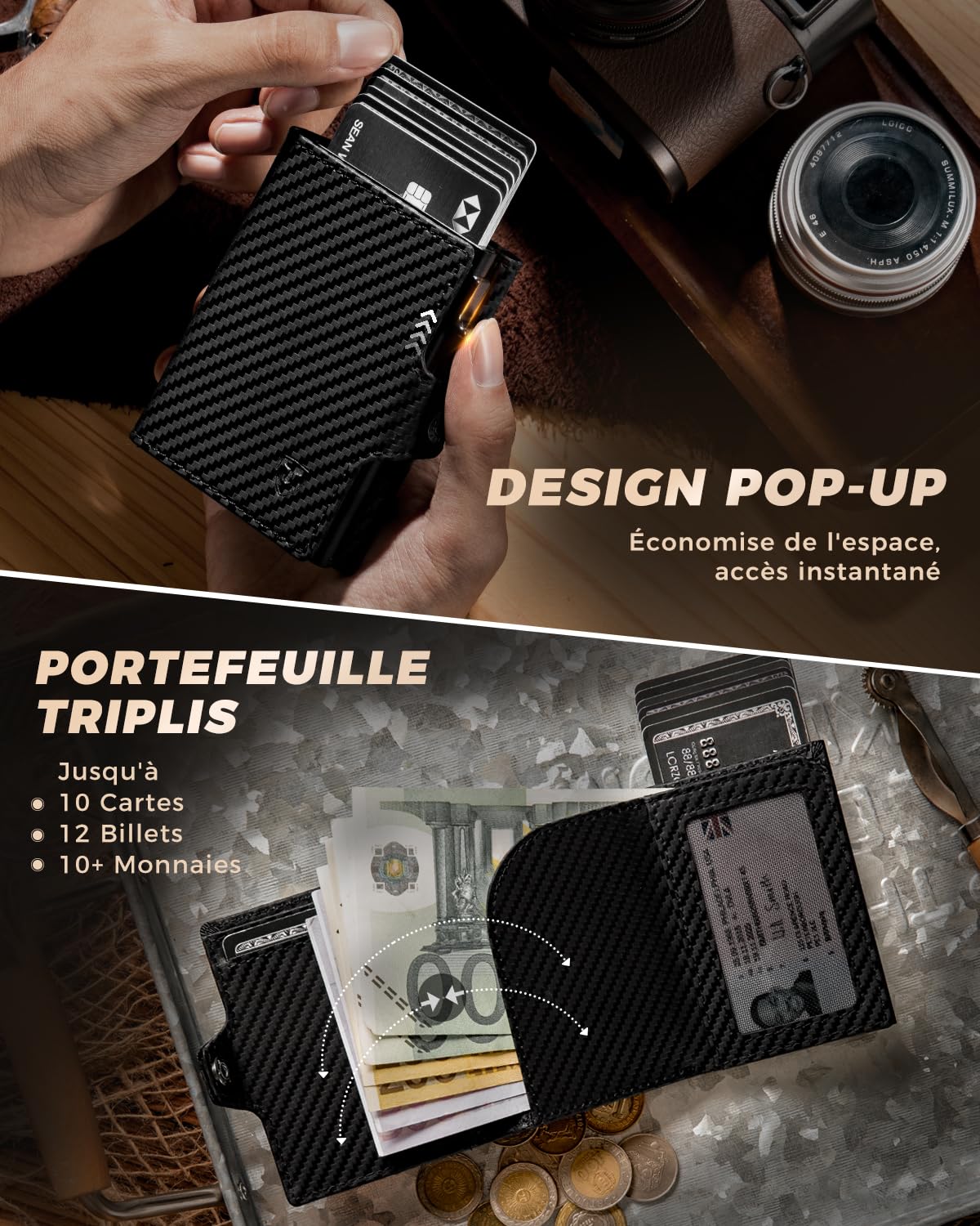 lorzor-leather-wallet-portefeuille-cuir-carbone-10-cartes-rfid image 3