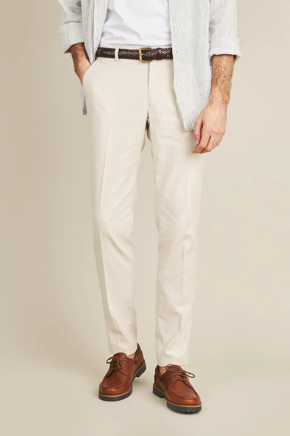 le-pantalon-chino-coton-lin-cru-homme-semi-slim-t image 1