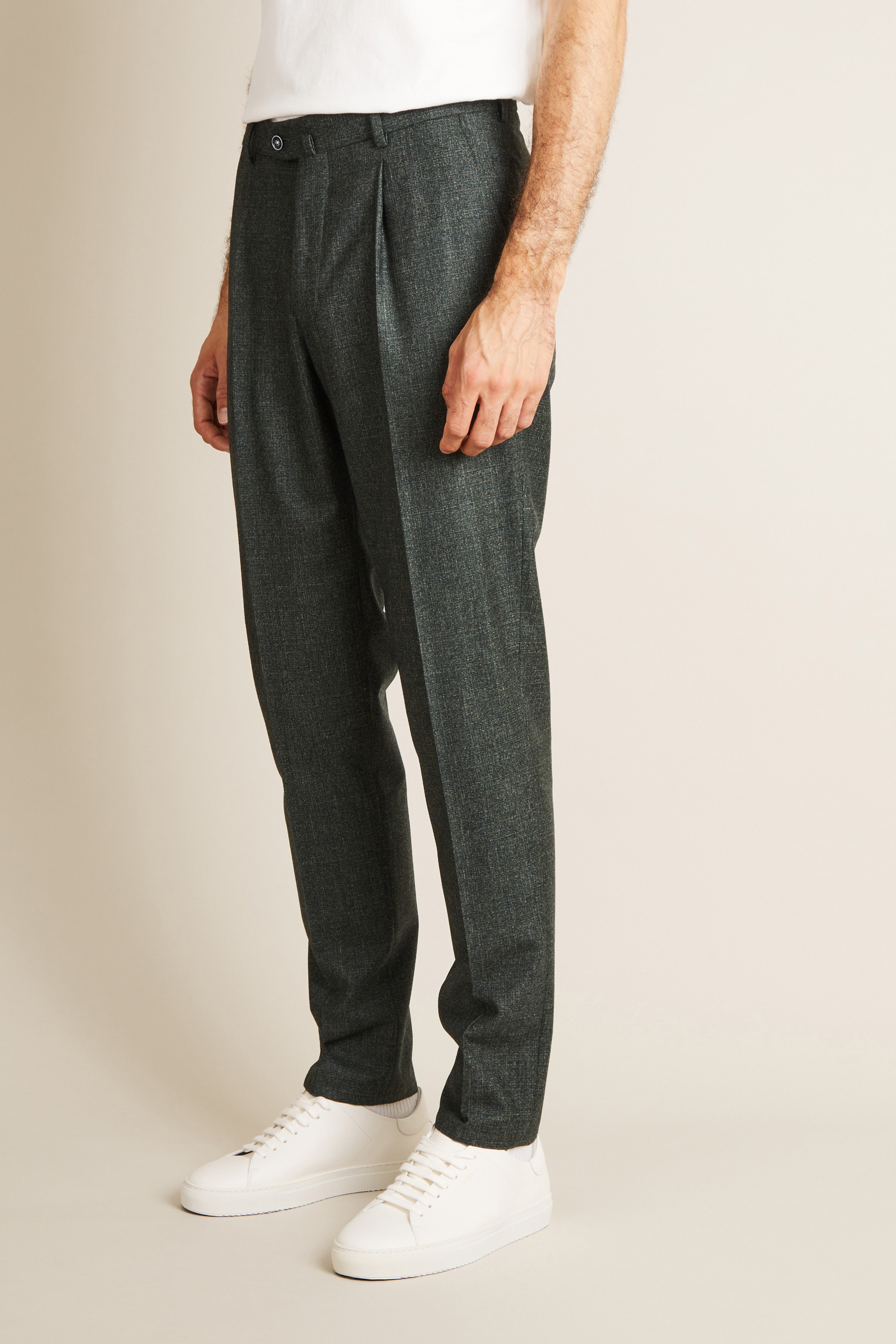 le-pantalon-flanelle-pantalon-pinces-vert-100-laine image 4
