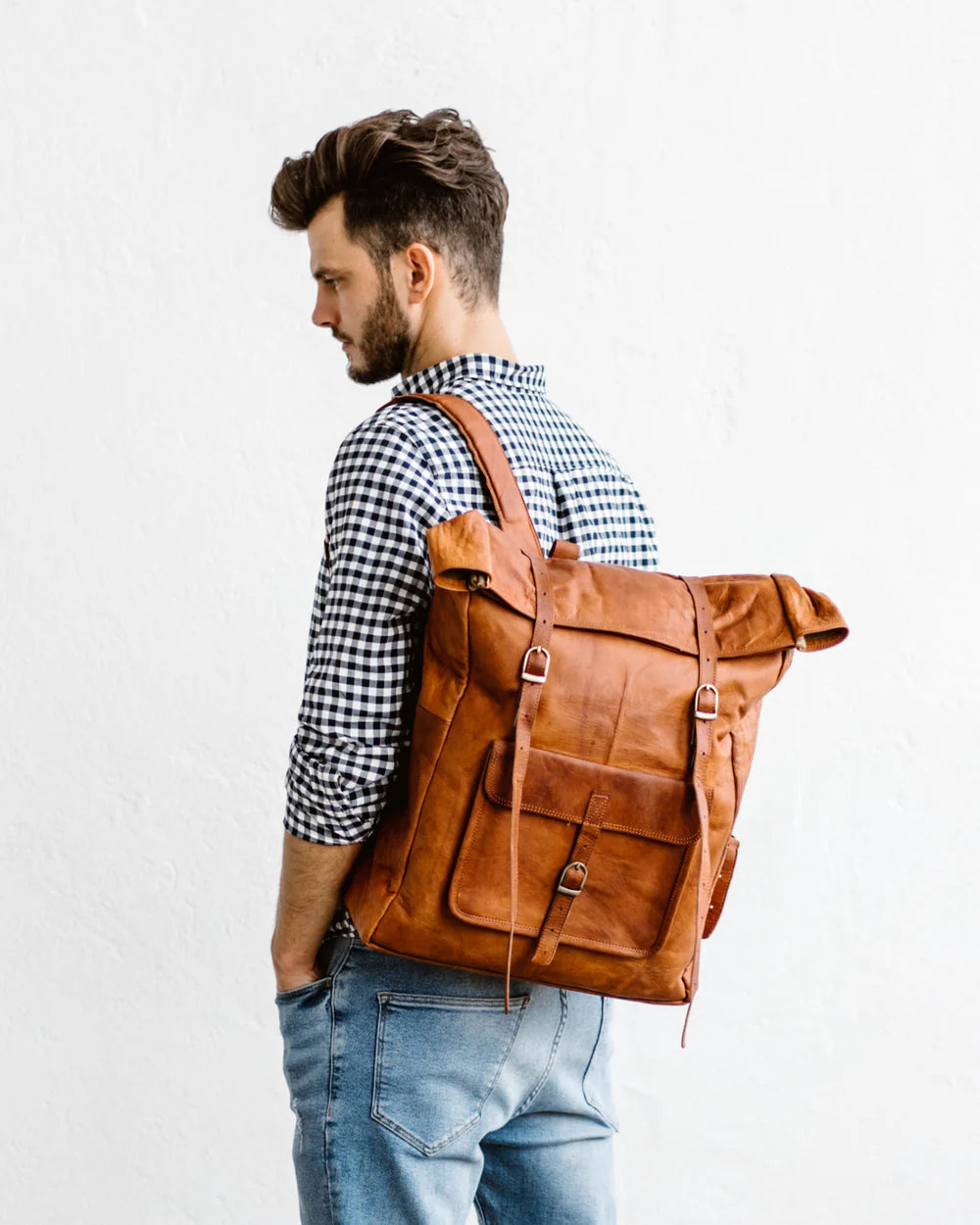berliner-bags-leeds-xl-vintage-sac-dos-cuir-marron image 2