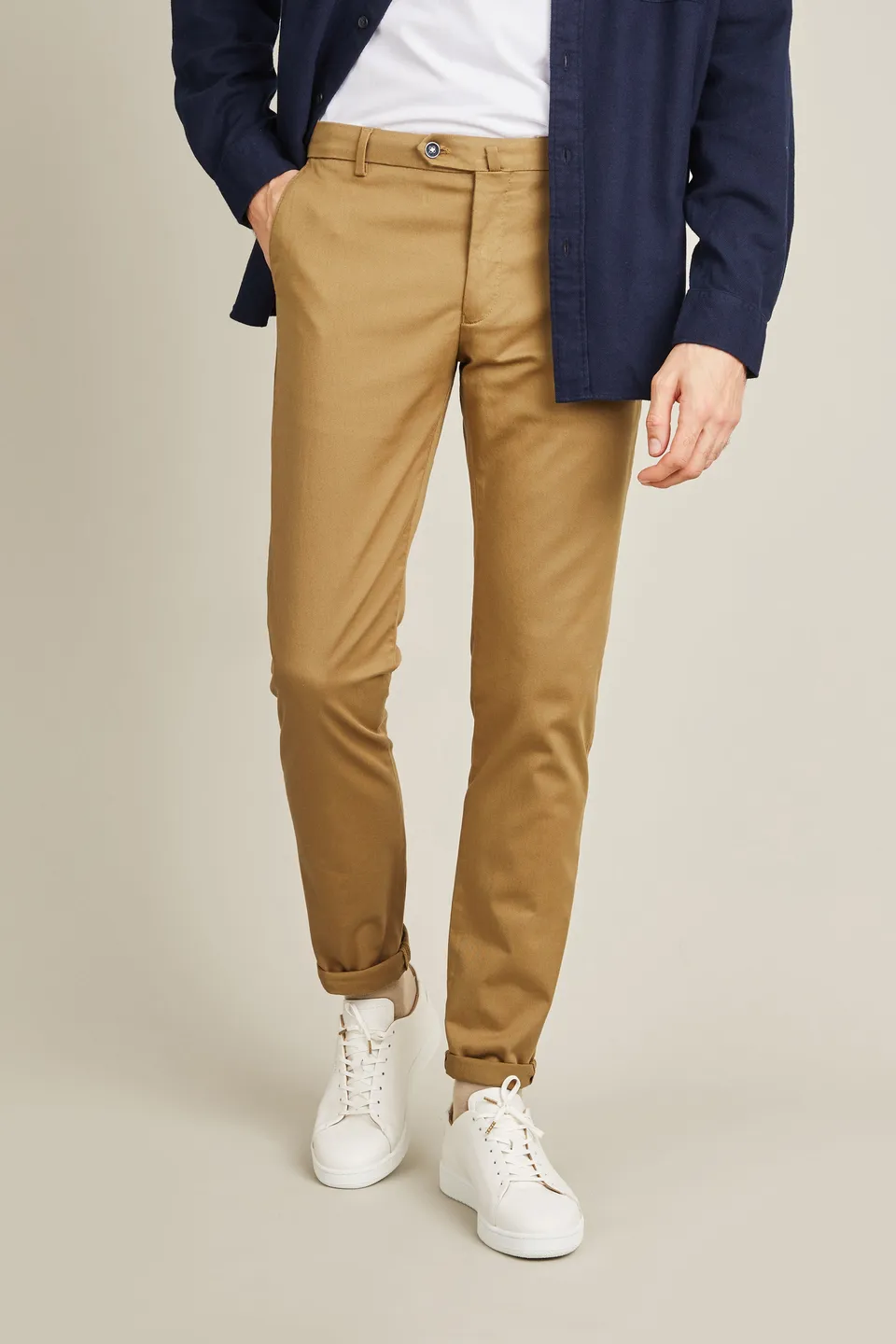 le-pantalon-chinos-fm-lpc-38-chino-beige-fonc-coton image 1