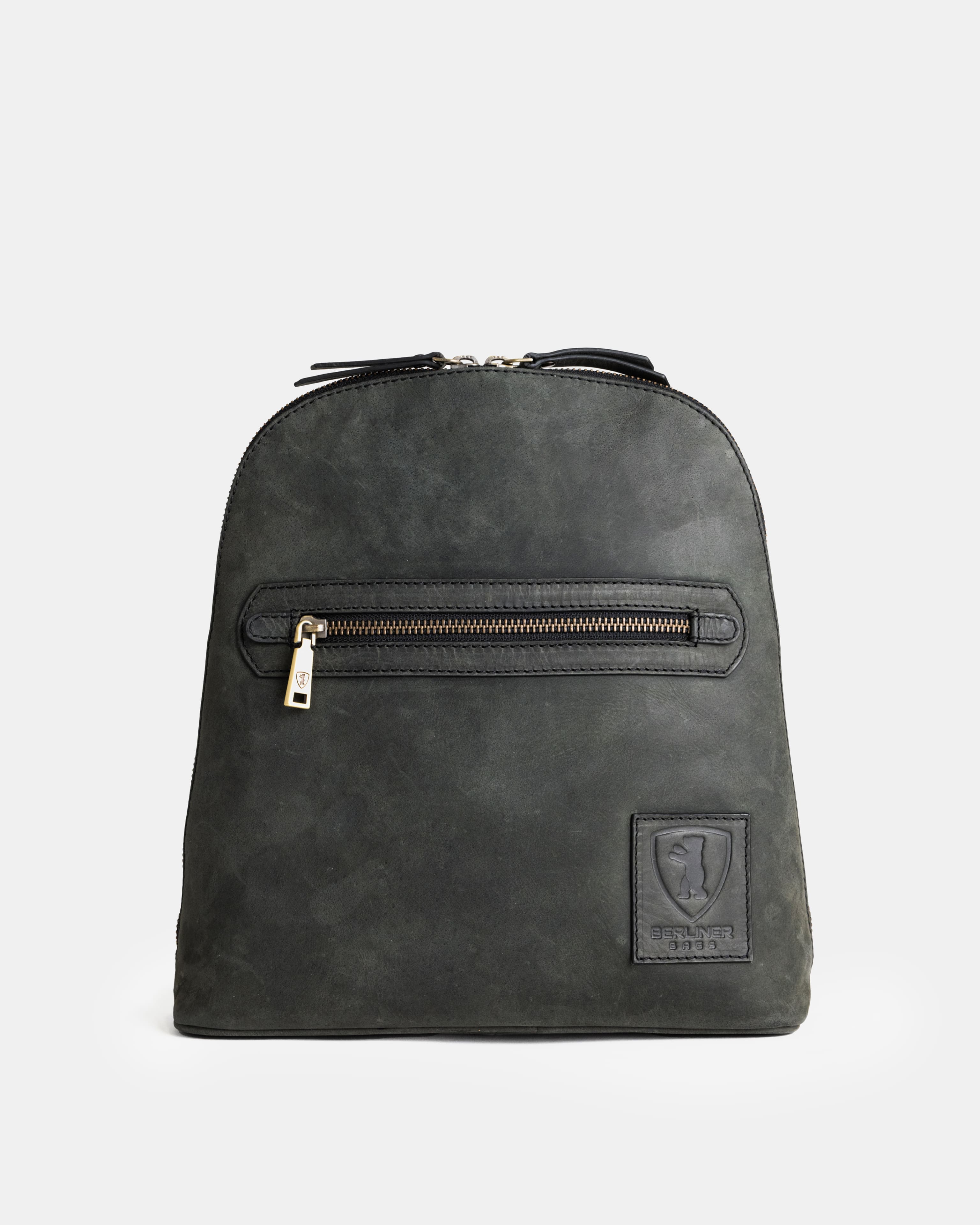 berliner-bags-diana-sac-dos-cuir-gris-fonc-vintage image 1