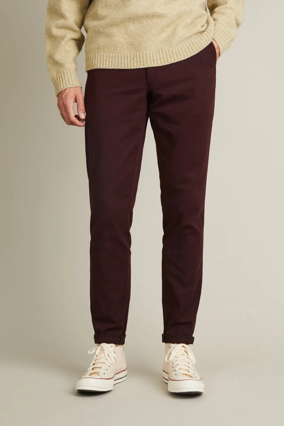 le-pantalon-chinos-homme-chino-bordeaux-pantalon-coton-semi-slim image 1