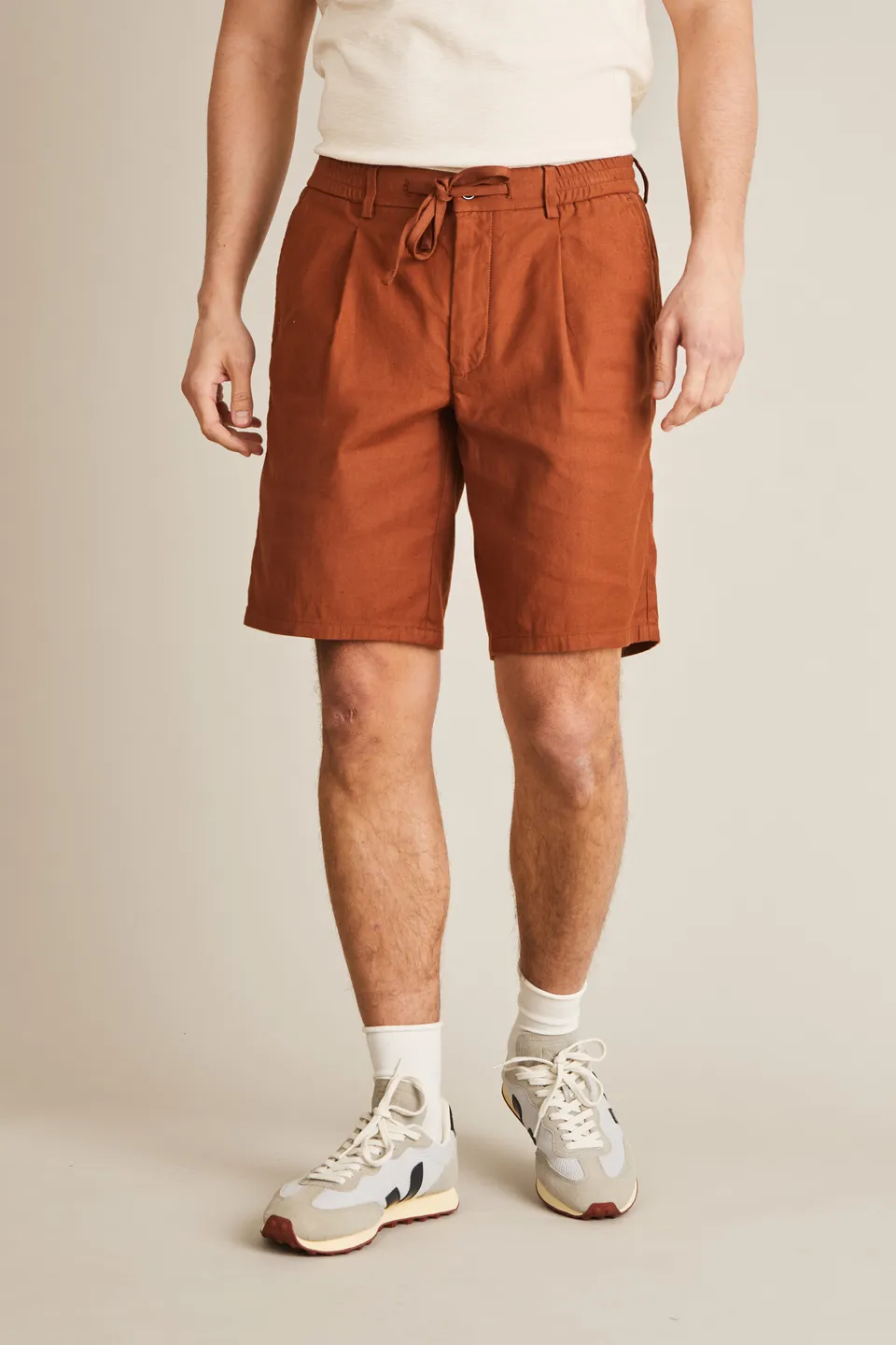 le-pantalon-bermuda-coton-lin-terracotta-short-homme-lastiqu image 1