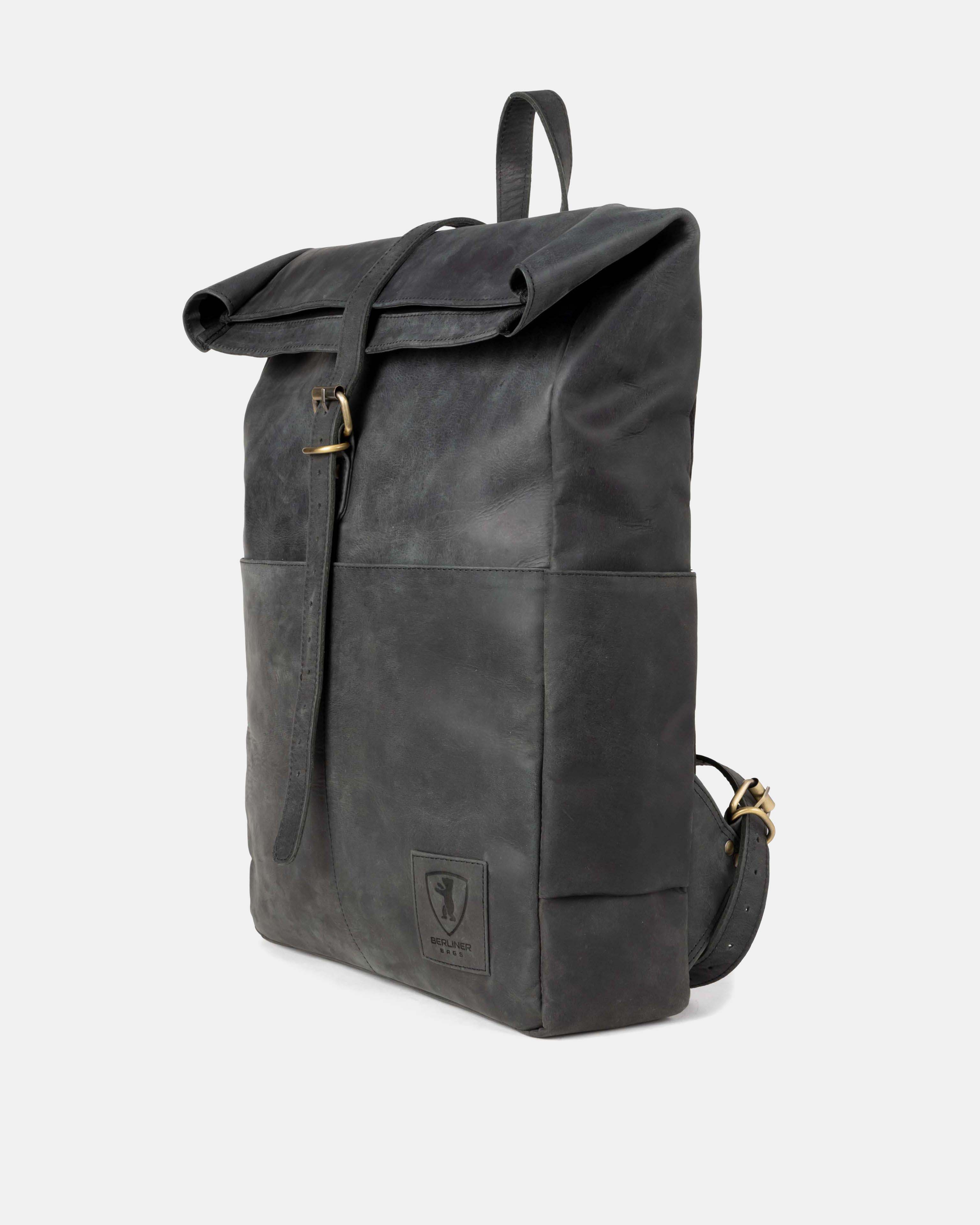berliner-bags-paris-sac-dos-cuir-gris-fonc-rolltop image 6