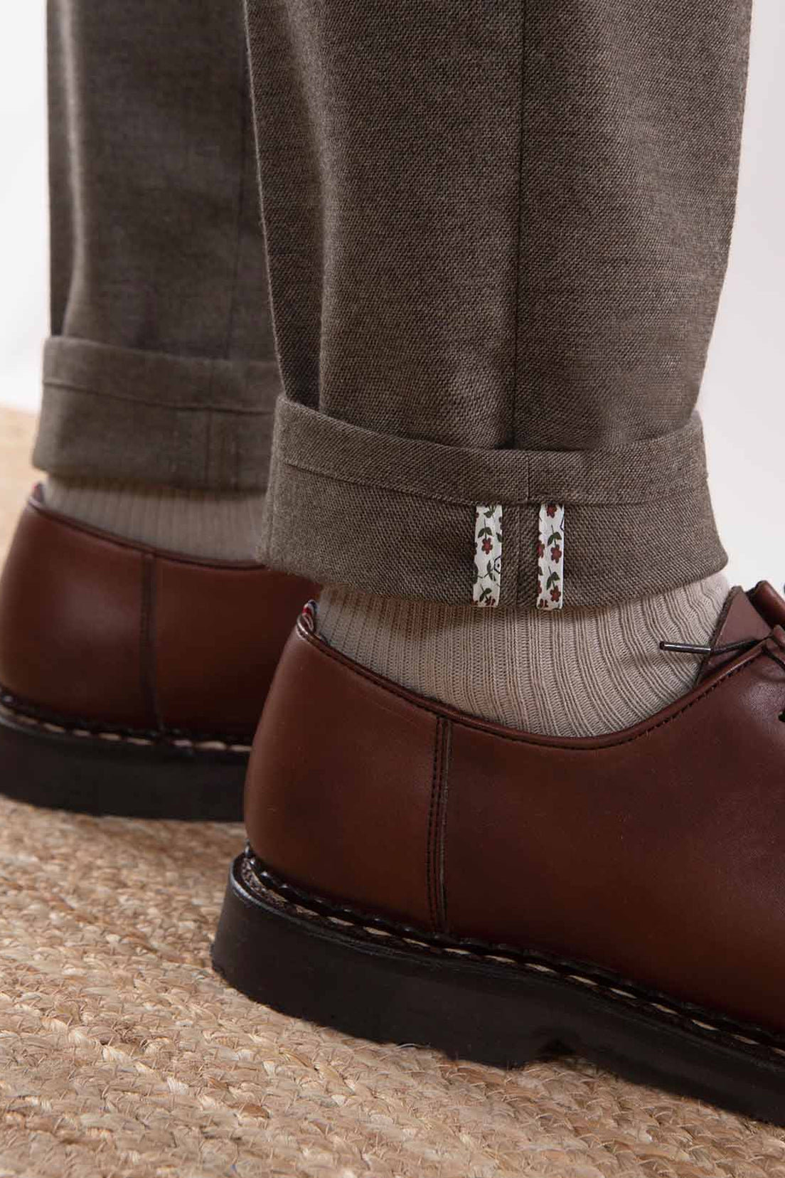 le-pantalon-chaud-beige-pantalon-flanelle-beige-coton image 6
