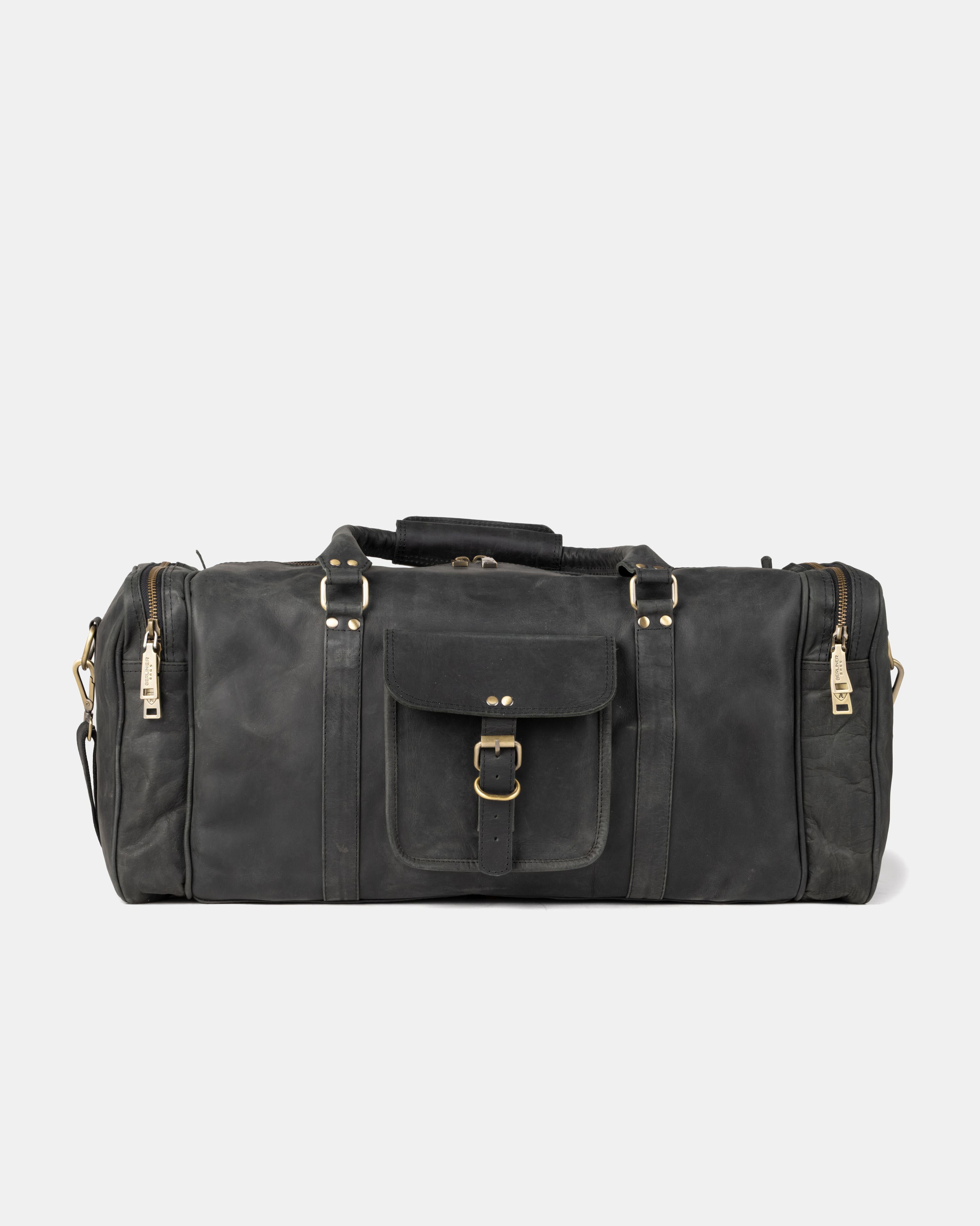 berliner-bags-new-york-sac-voyage-cuir-gris-fonc-l-vintage image 1