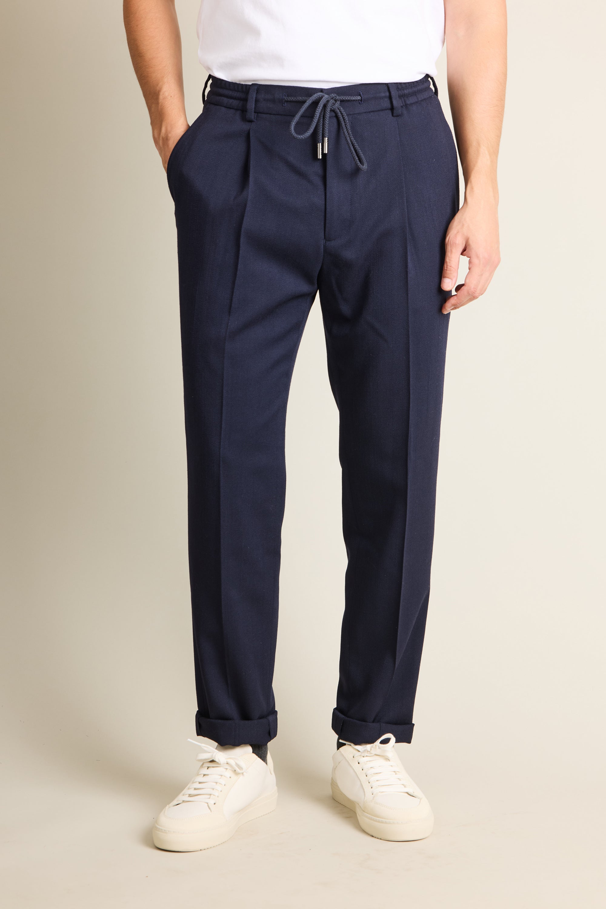 le-pantalon-jogpant-chevron-pantalon-jogging-homme-bleu-marine-laine image 1