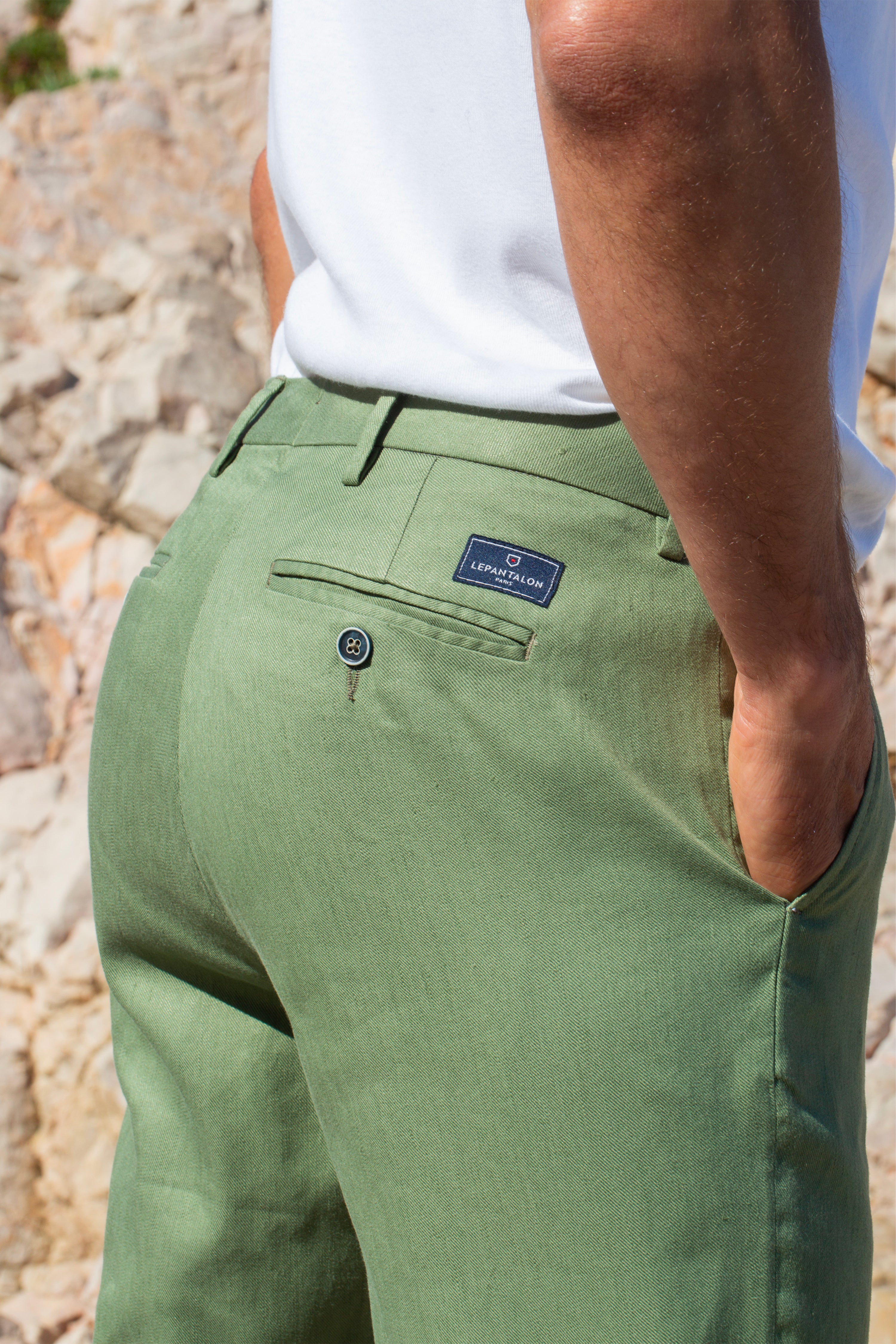 le-pantalon-coton-lin-kaki-chino-homme-40-lin-l-ger image 5