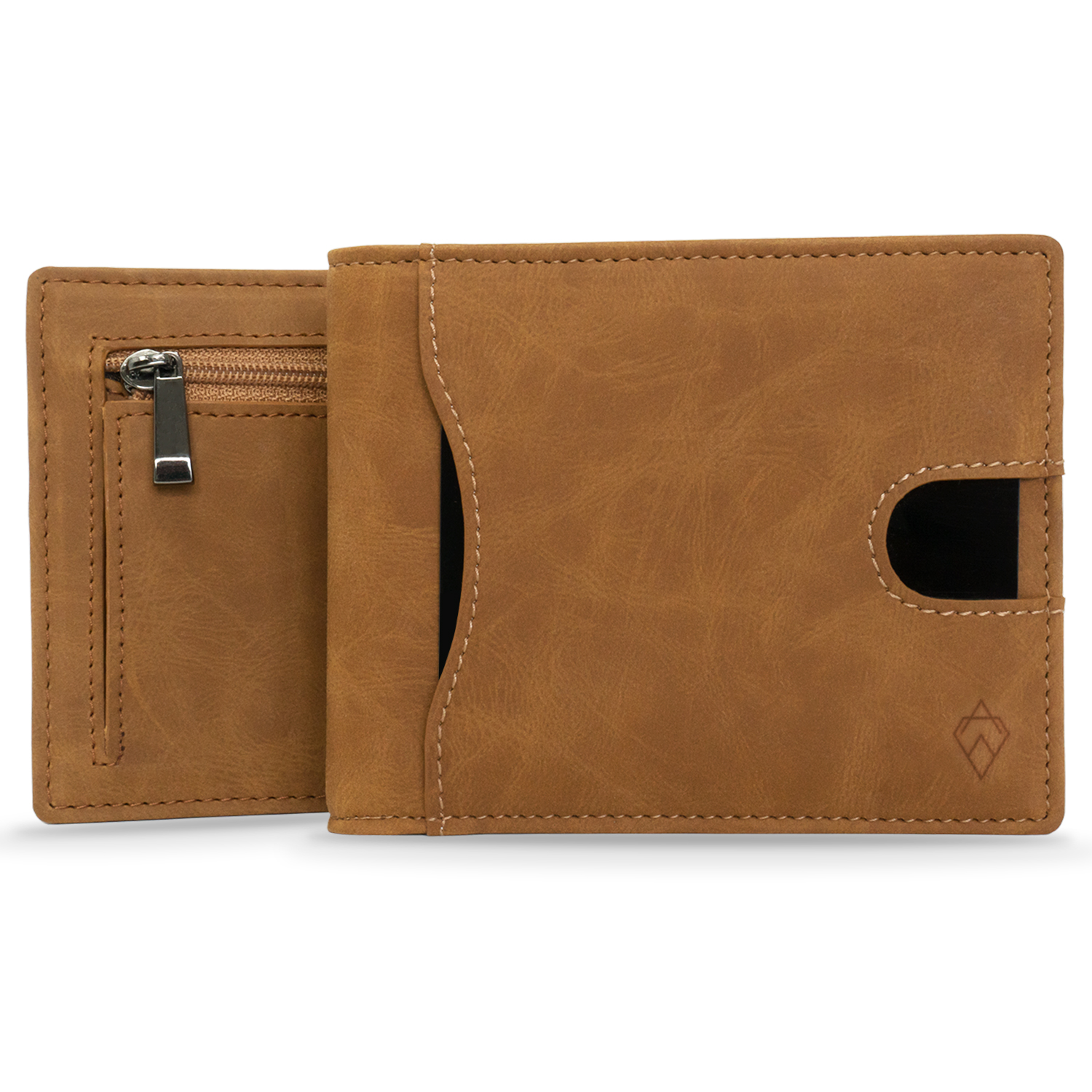 akielo-delta-collection-tan-zip-portefeuille-cuir-homme-beige-zipp image 1