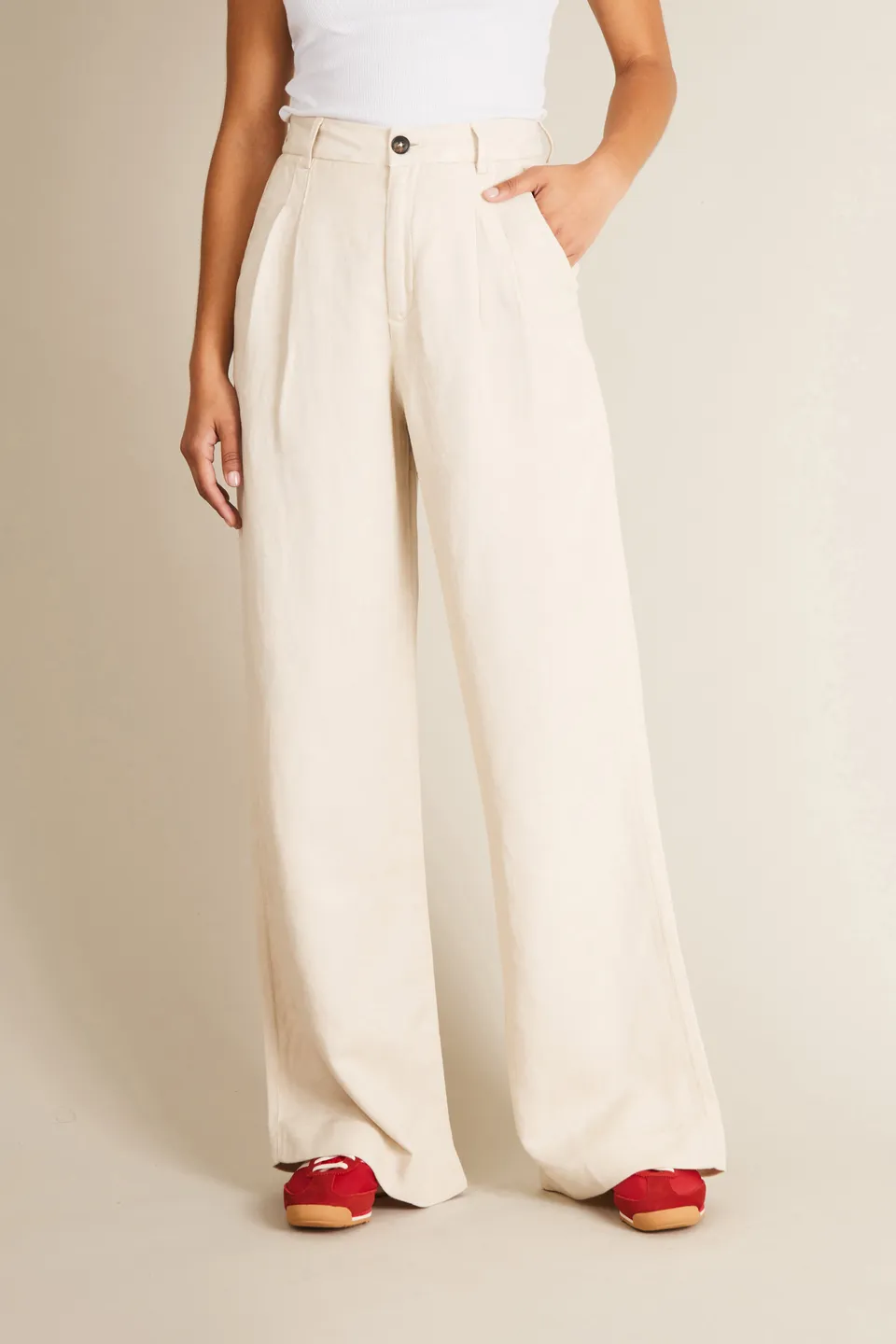 le-pantalon-pantalon-pinces-cru-homme-large-lin image 1