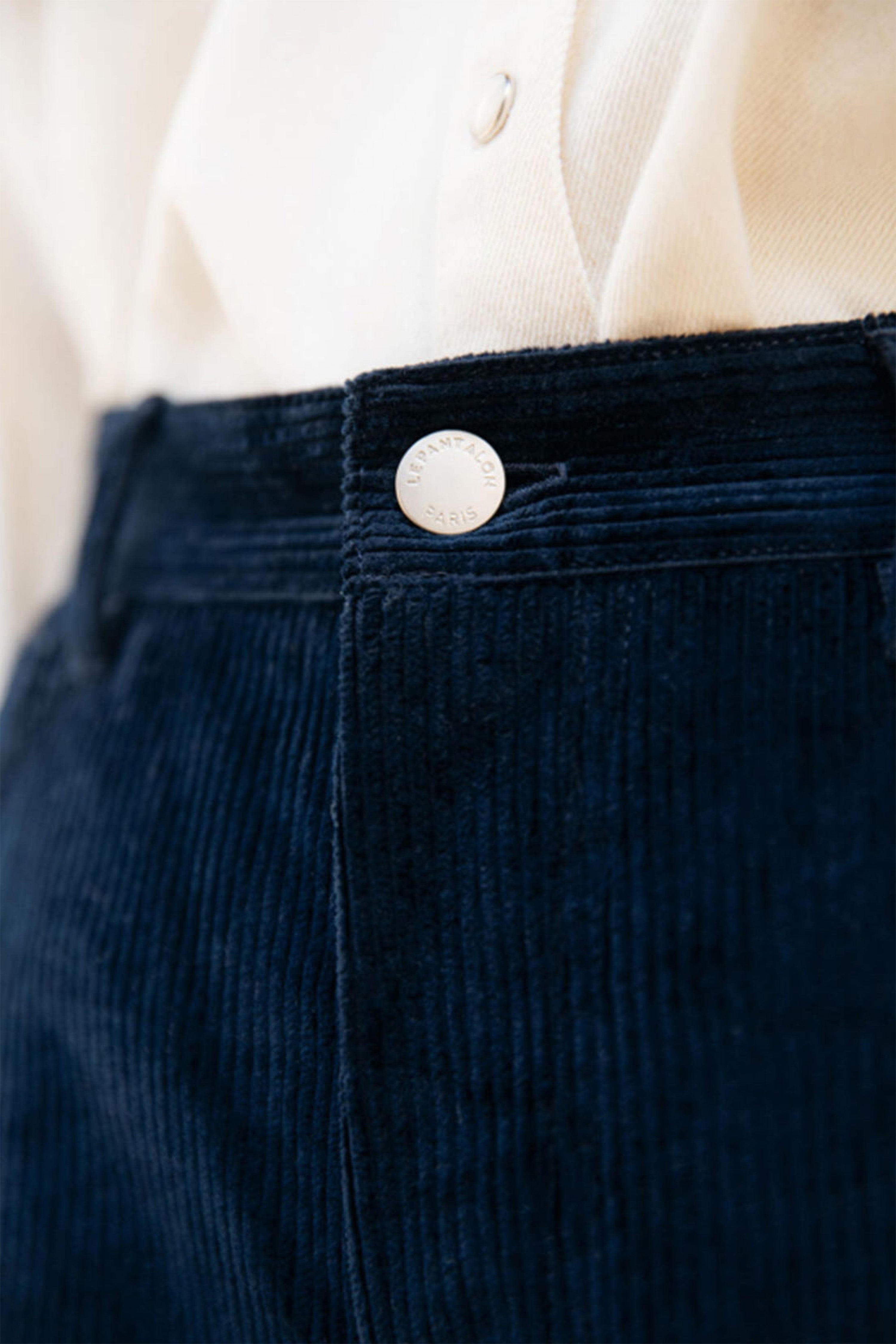 le-pantalon-velours-pantalon-droit-bleu-nuit-taille-haute image 4