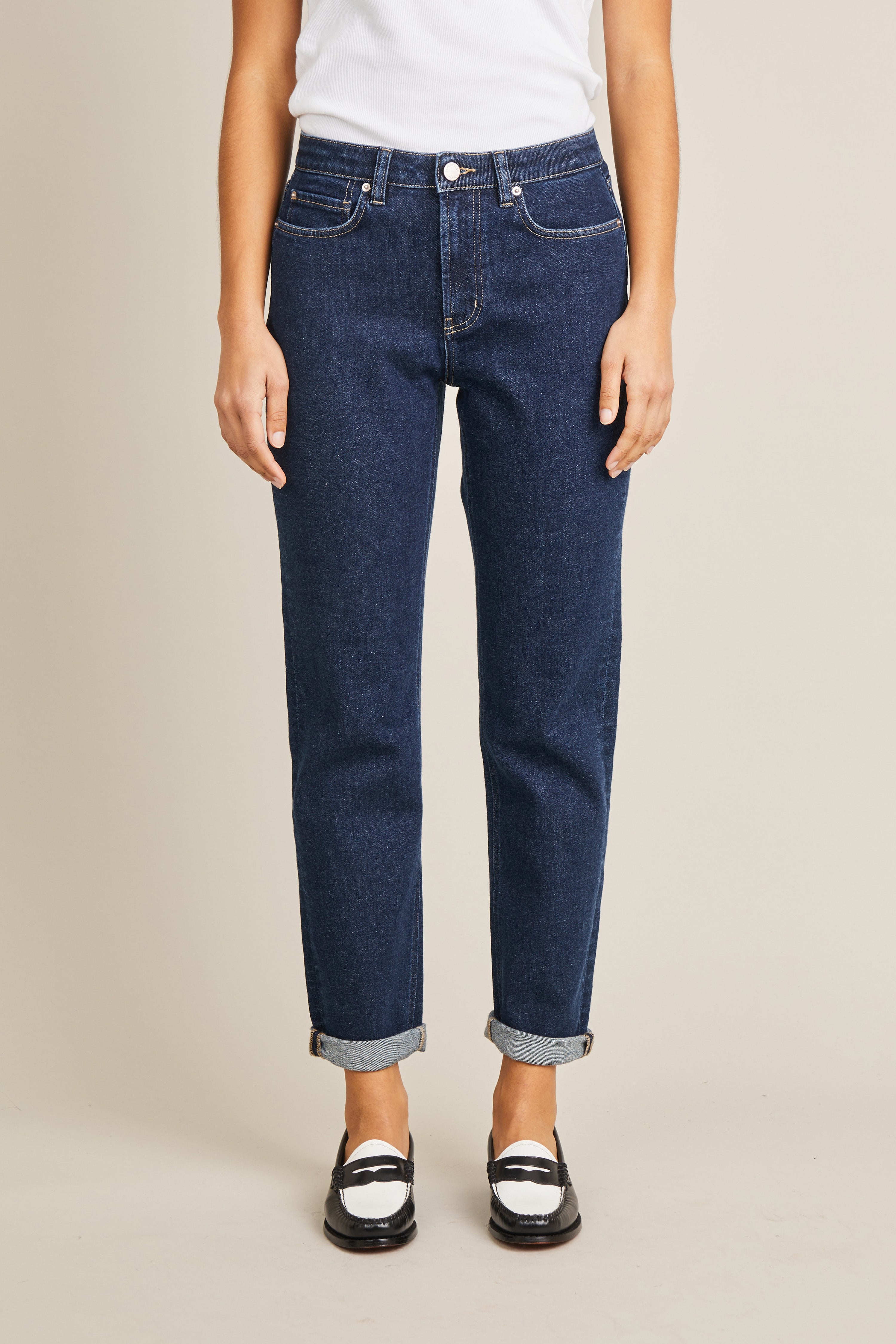le-pantalon-jeans-femme-jean-girlfriend-bleu-coton-recycl image 1